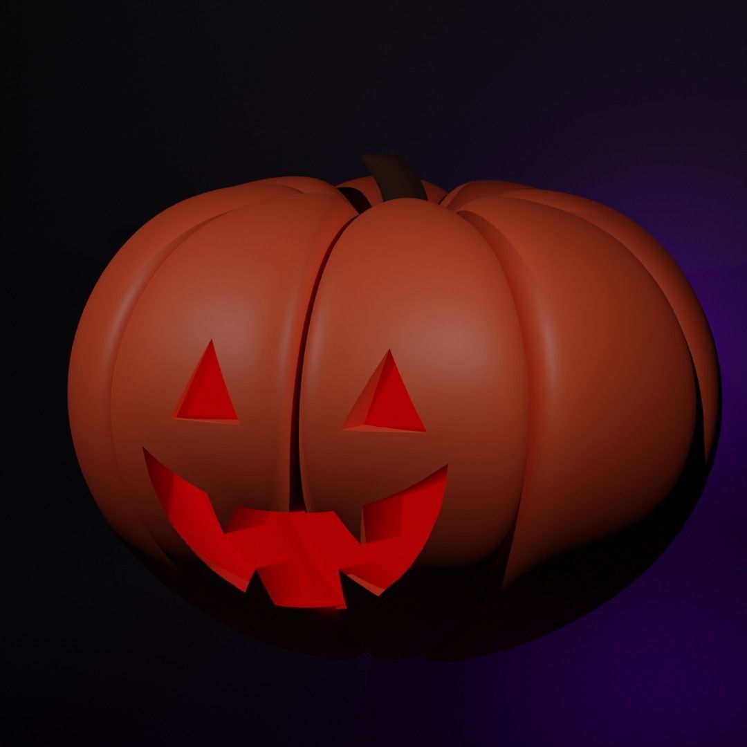 Jack O Lantern - Stylized Pumpkin with light inside 3D model_4