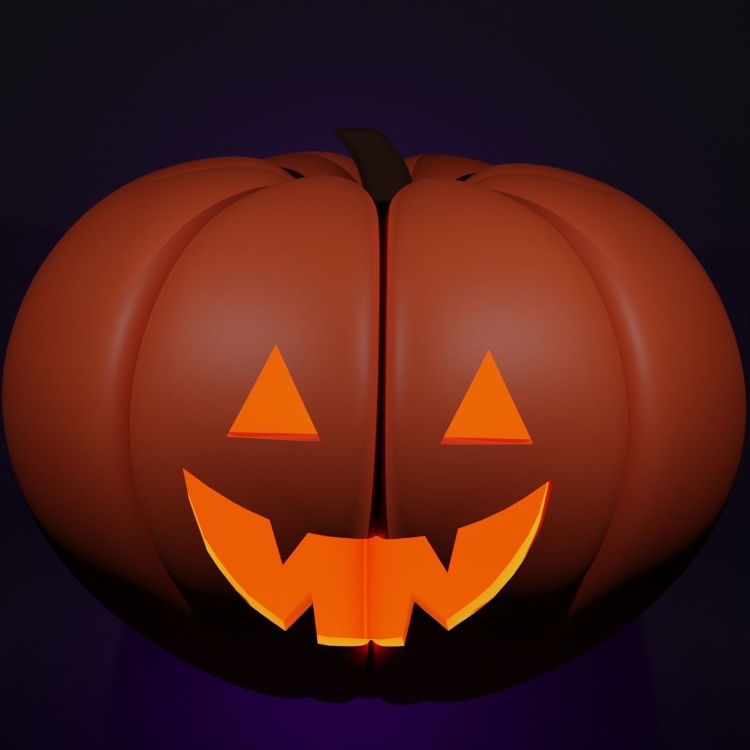 Jack O Lantern - Stylized Pumpkin with light inside 3D model_3