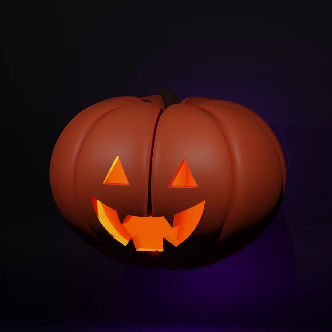 Jack O Lantern - Stylized Pumpkin with light inside 3D model_0
