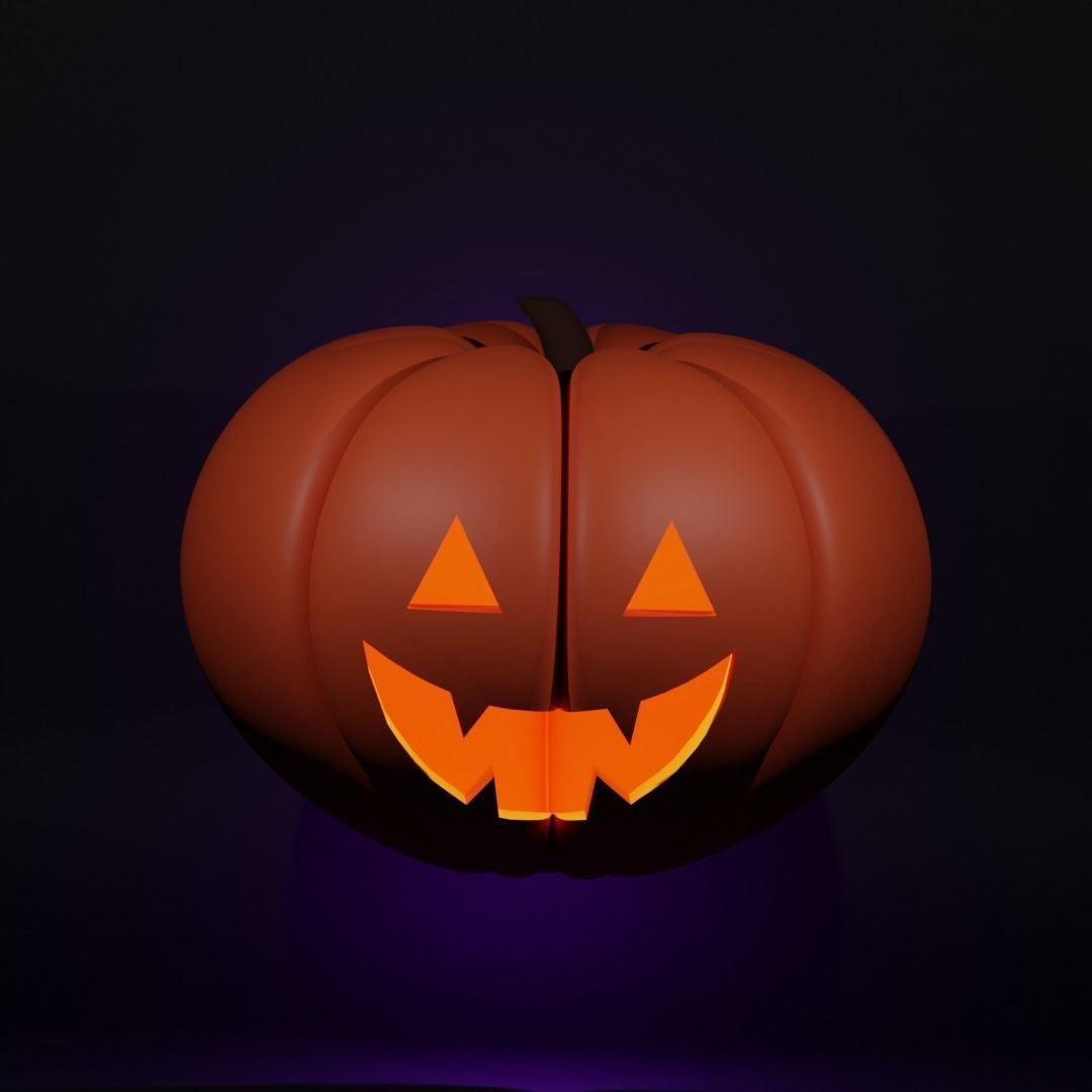 Jack O Lantern - Stylized Pumpkin with light inside 3D model_2