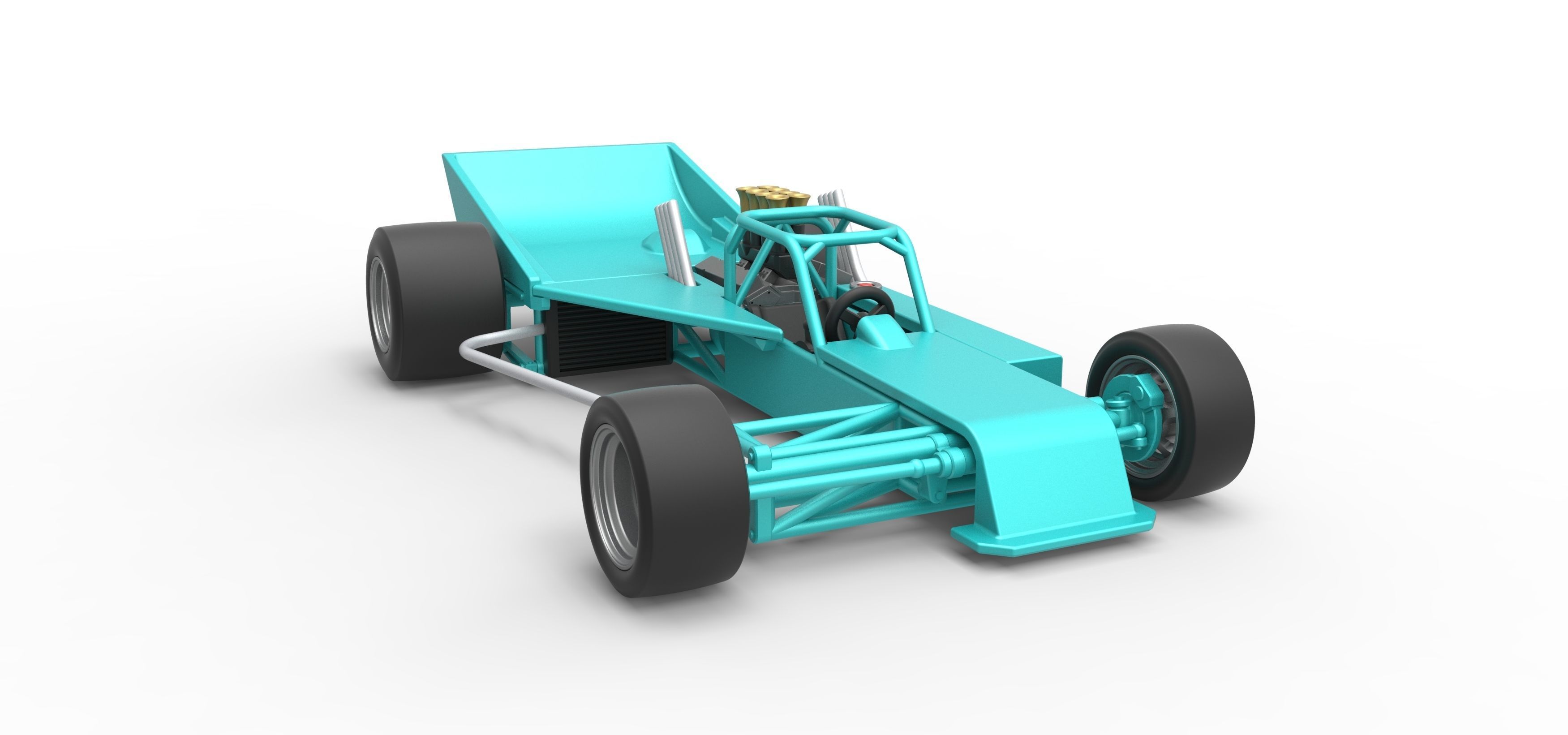Supermodified rear engine race car Version 2 Scale 1 to 25 3D print model_24