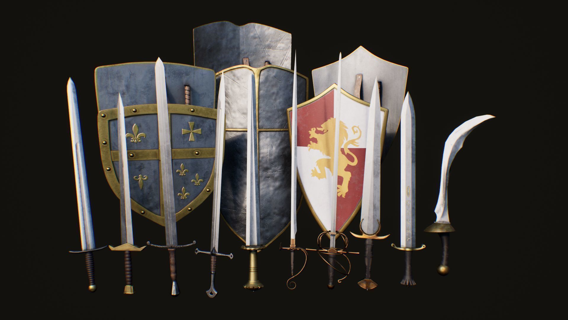 Melee Weapon Kit Medieval UE4 and 5 Low-poly 3D model_7