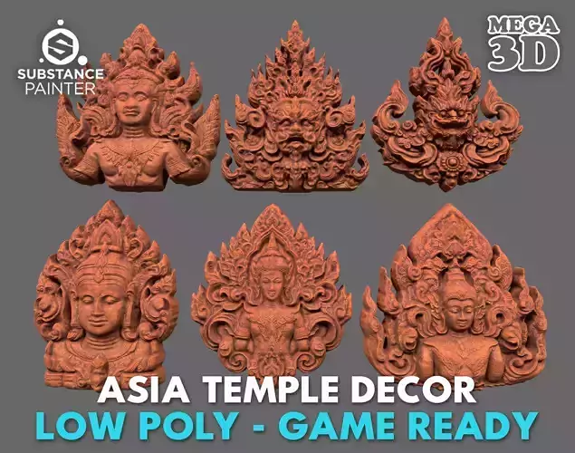 Low poly Asia Temple Decor - 231008