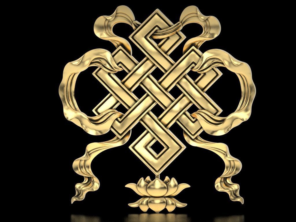 Buddhist Endless Knot Relief 3D print model_1