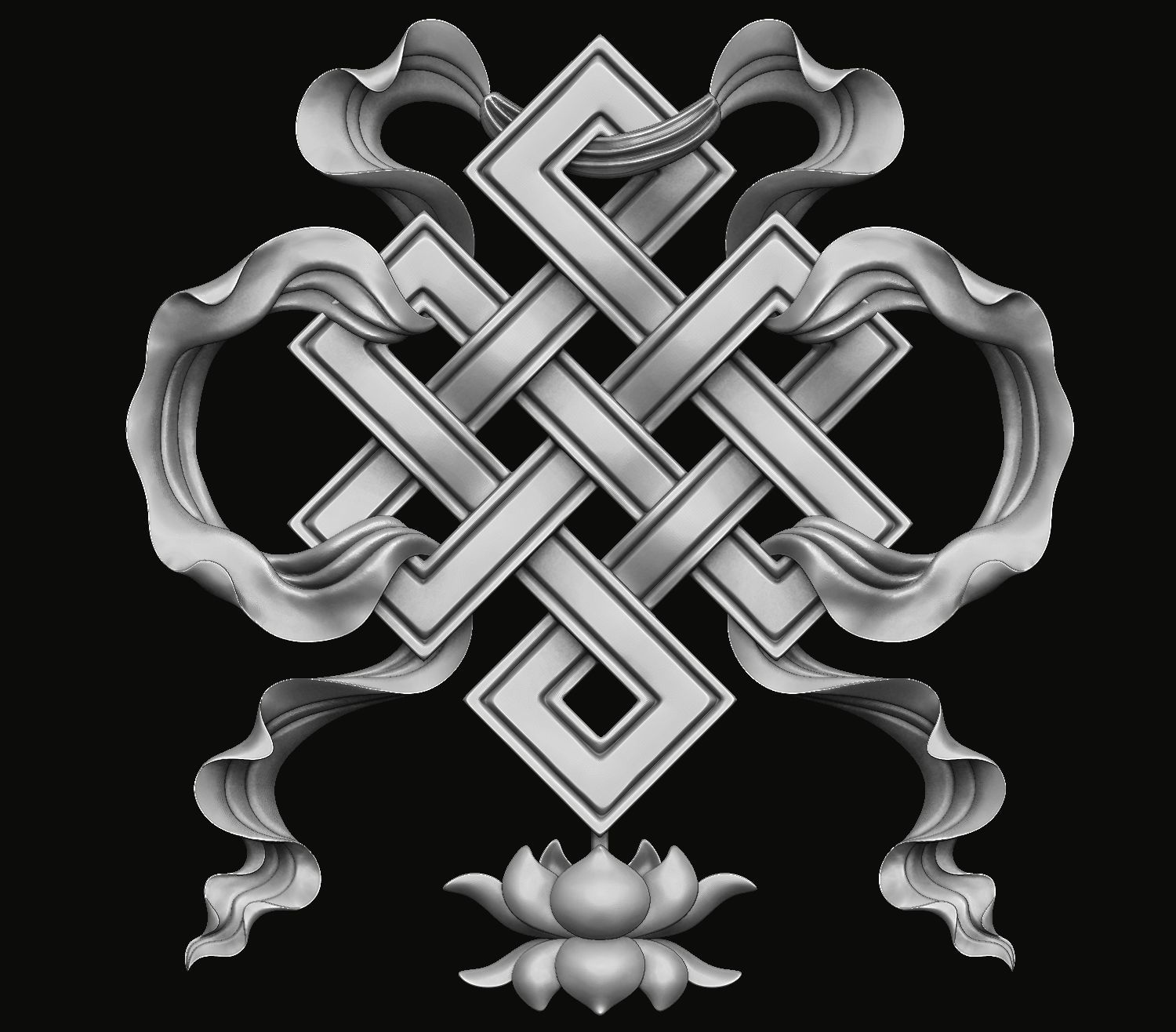 Buddhist Endless Knot Relief 3D print model_2