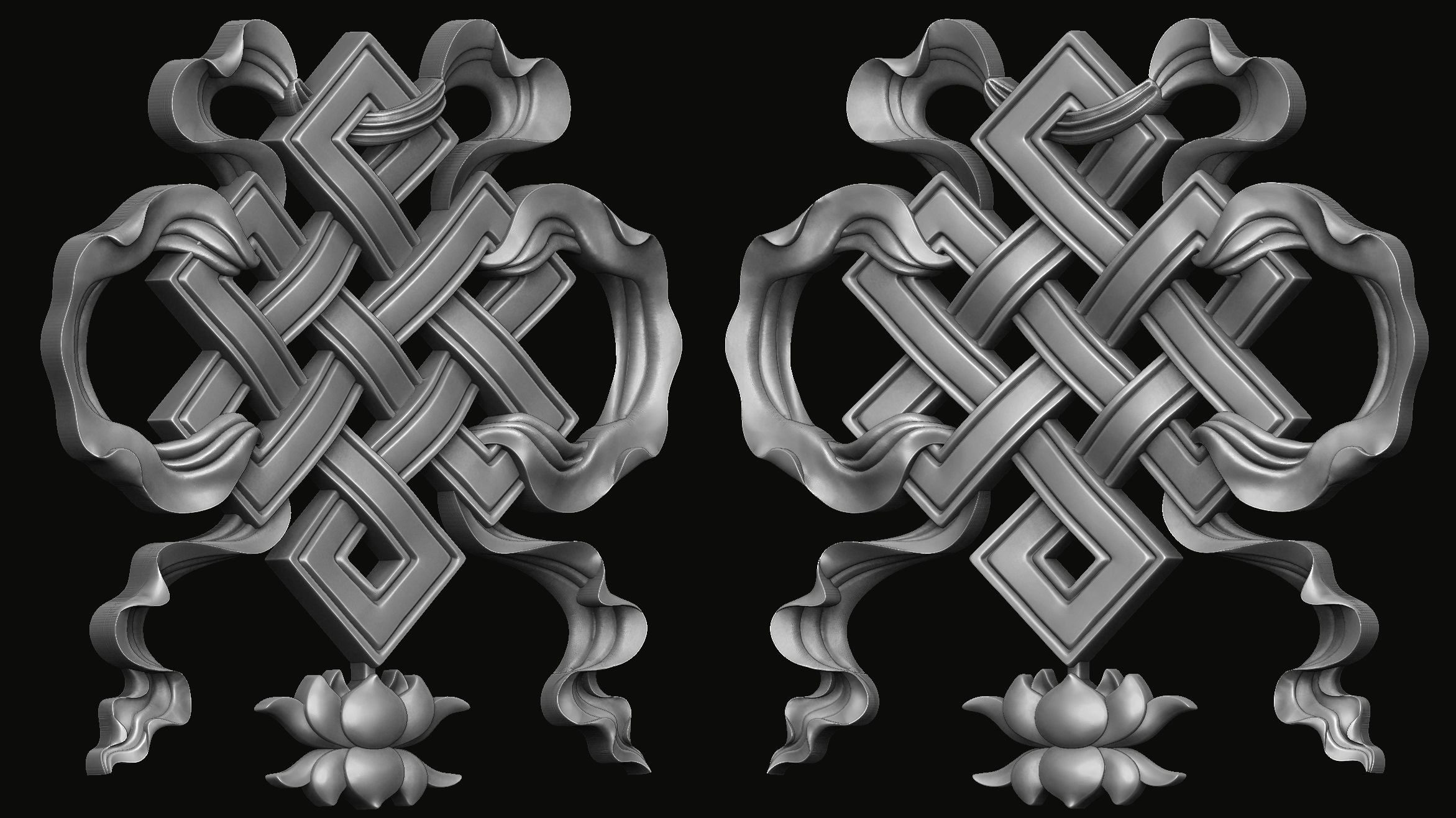 Buddhist Endless Knot Relief 3D print model_3