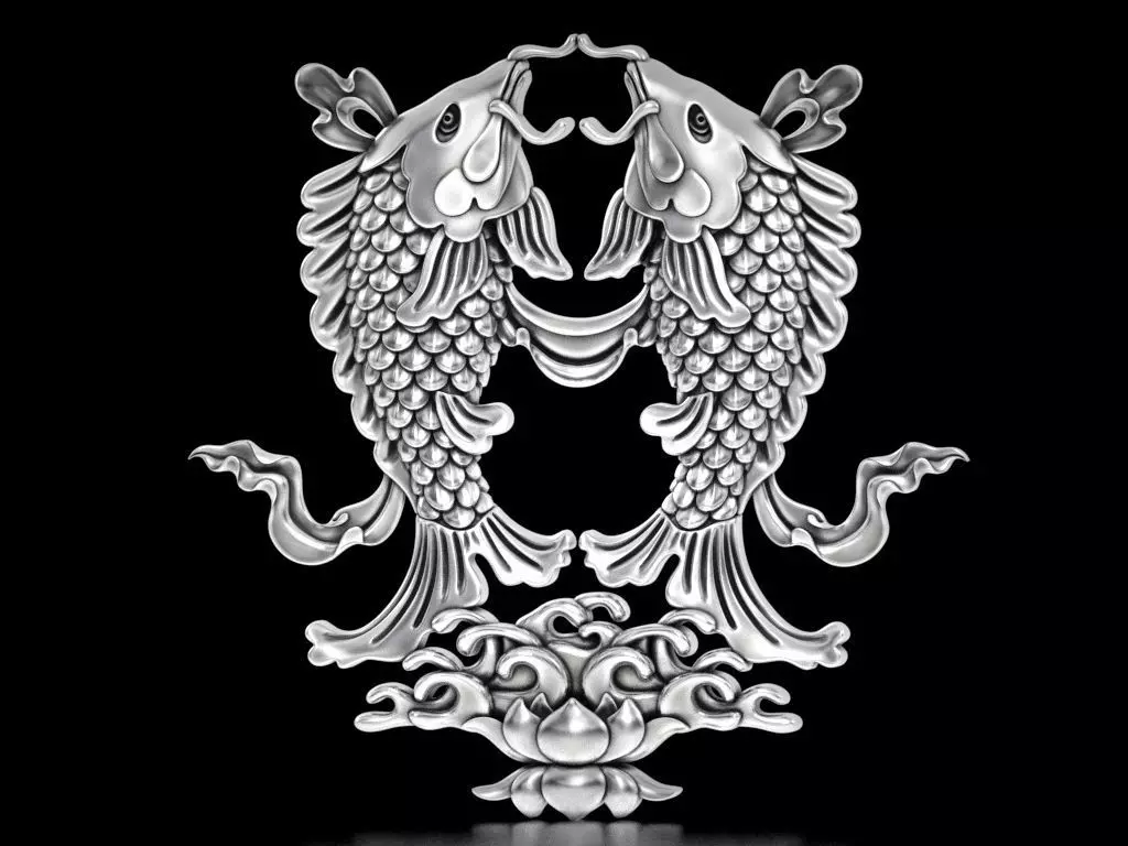 Buddhist Golden Fish Relief 3D print model_0