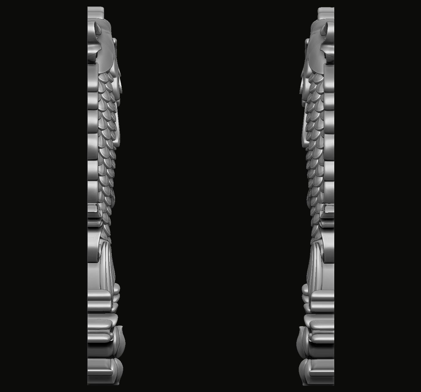 Buddhist Golden Fish Relief 3D print model_5