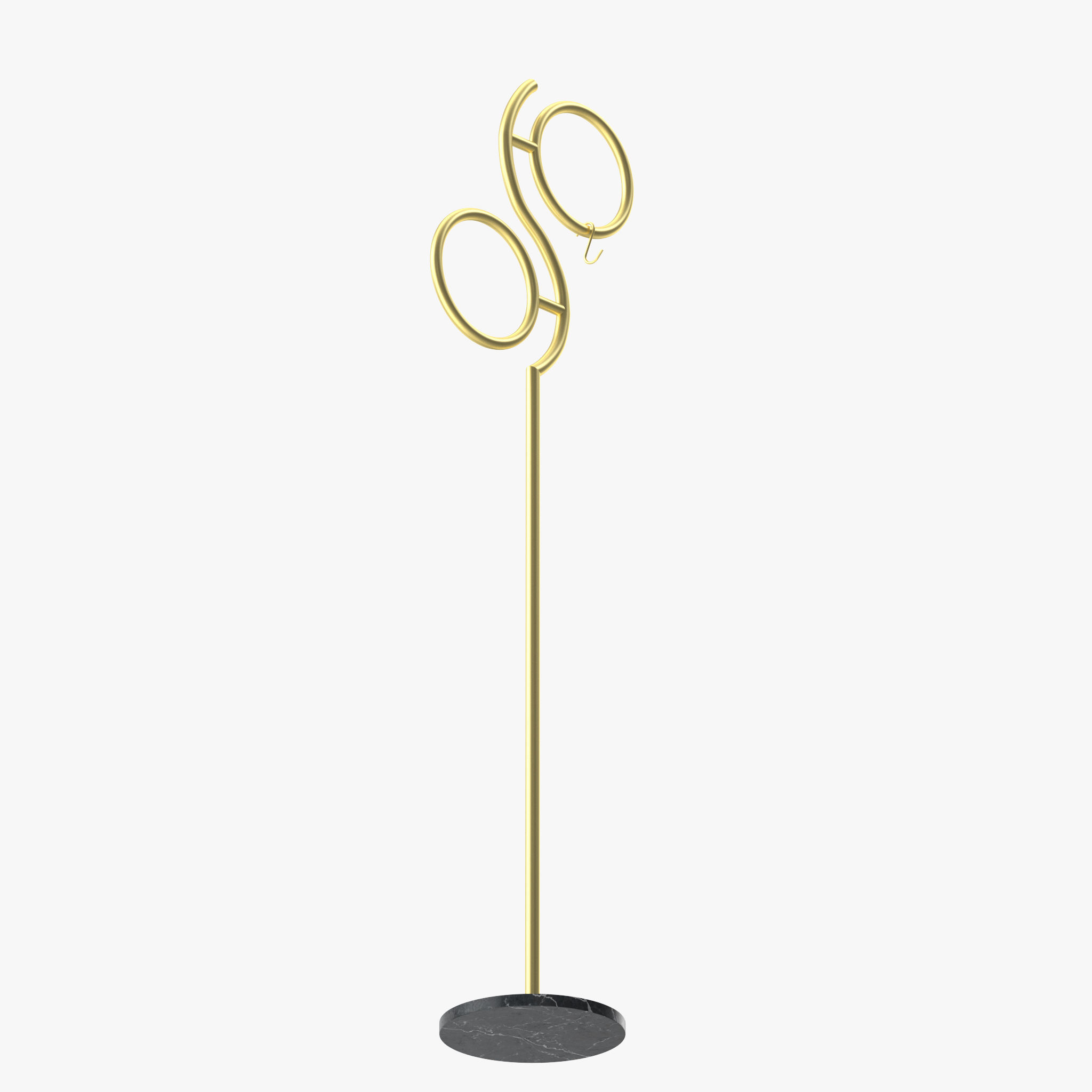 Hall Golden Metal Clothes Hanger Standing 3D model_14