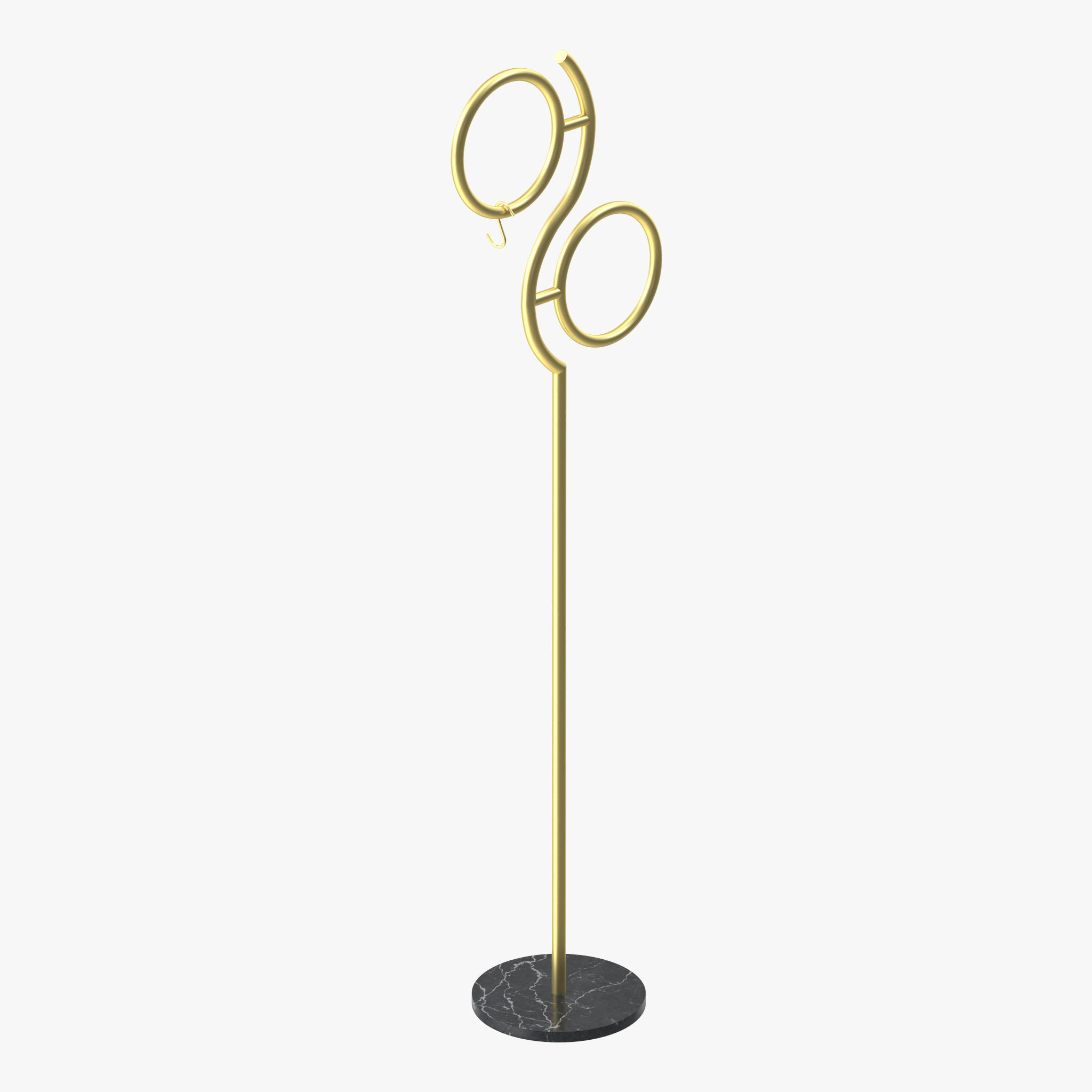Hall Golden Metal Clothes Hanger Standing 3D model_13