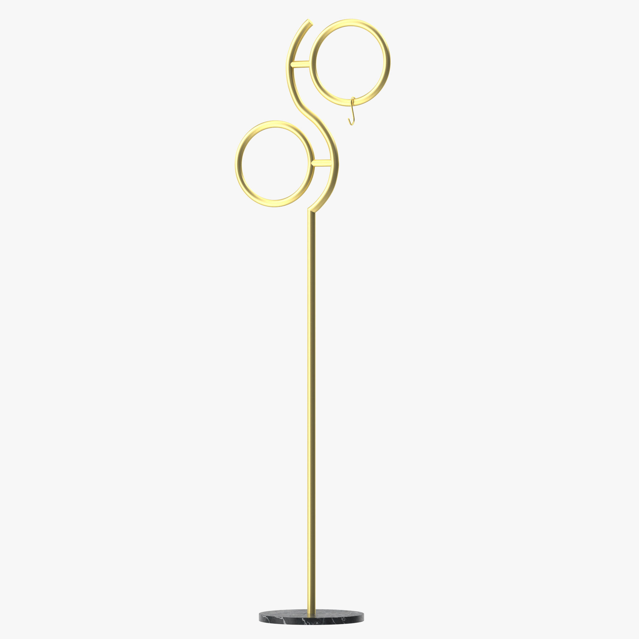 Hall Golden Metal Clothes Hanger Standing 3D model_12