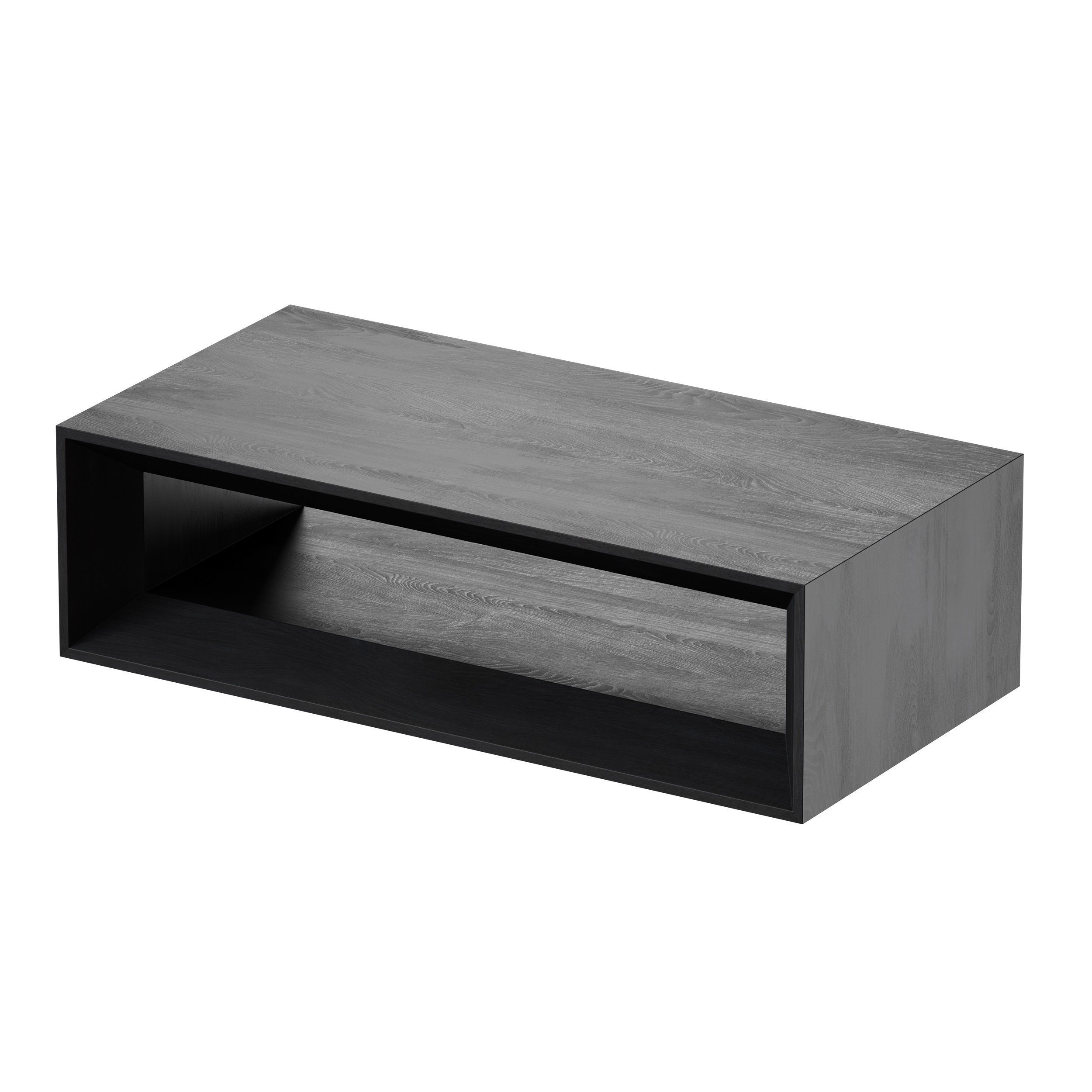 Vernon Rectangular Ebonized Pine Wood Coffee Table with Shelf 3D model_15