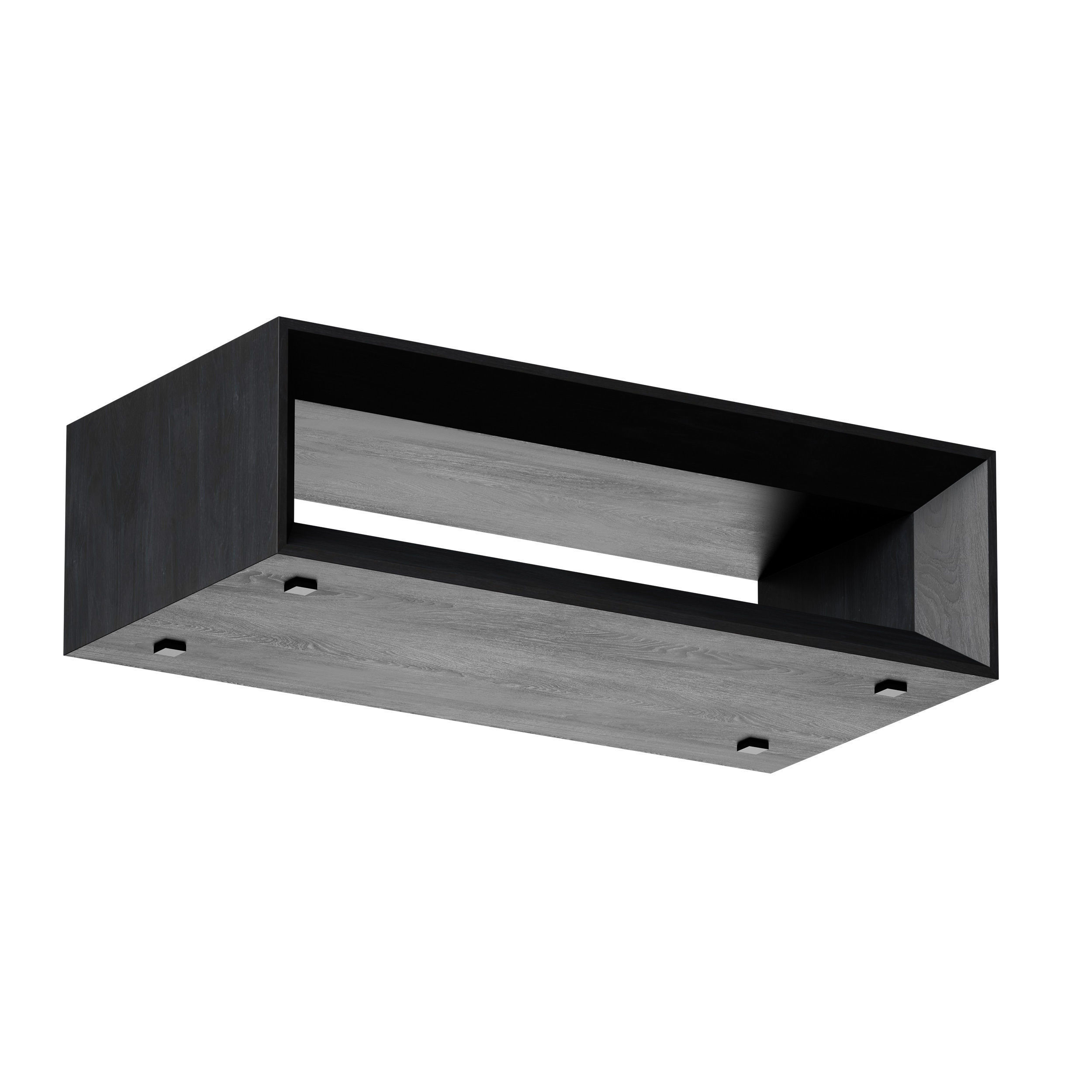 Vernon Rectangular Ebonized Pine Wood Coffee Table with Shelf 3D model_11