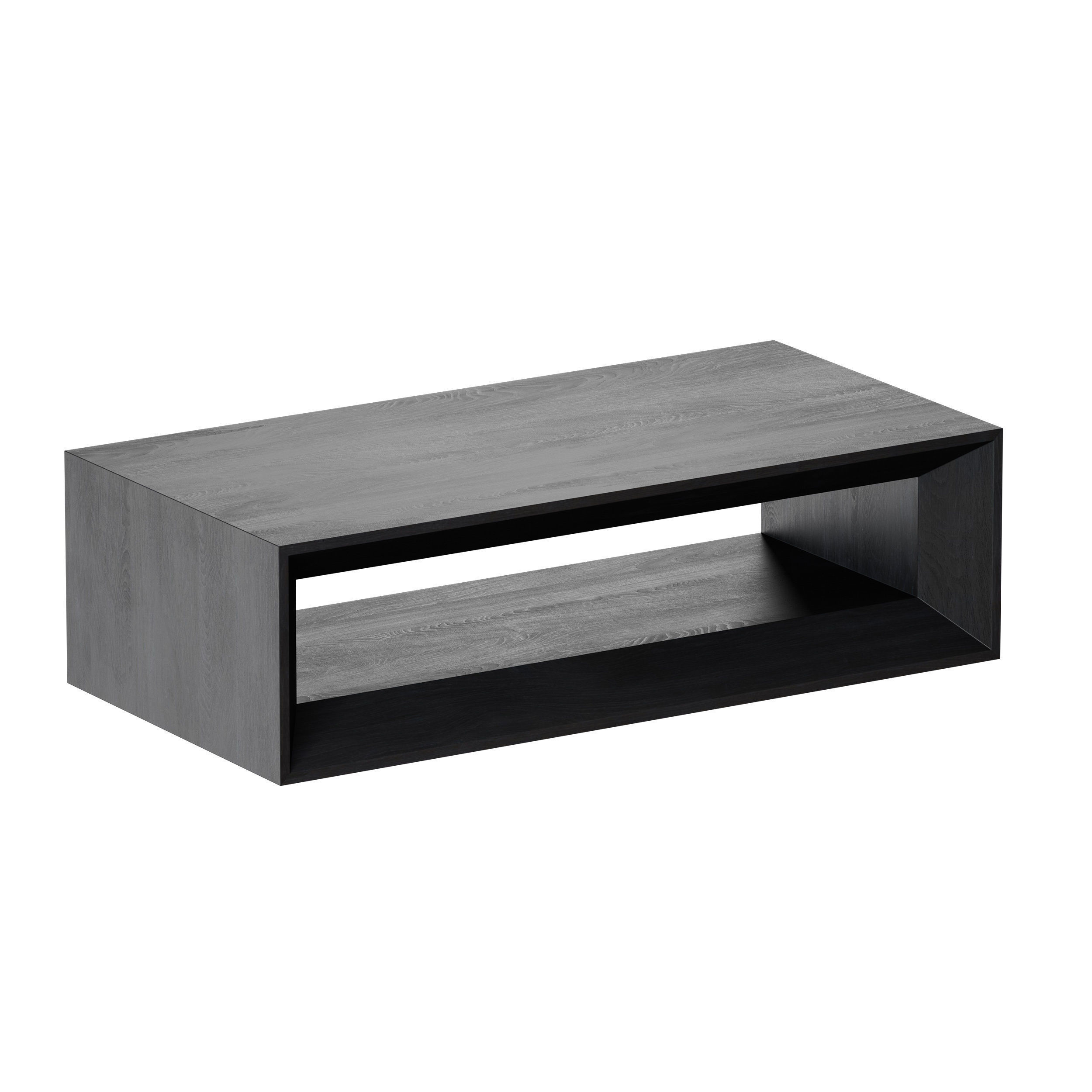 Vernon Rectangular Ebonized Pine Wood Coffee Table with Shelf 3D model_9
