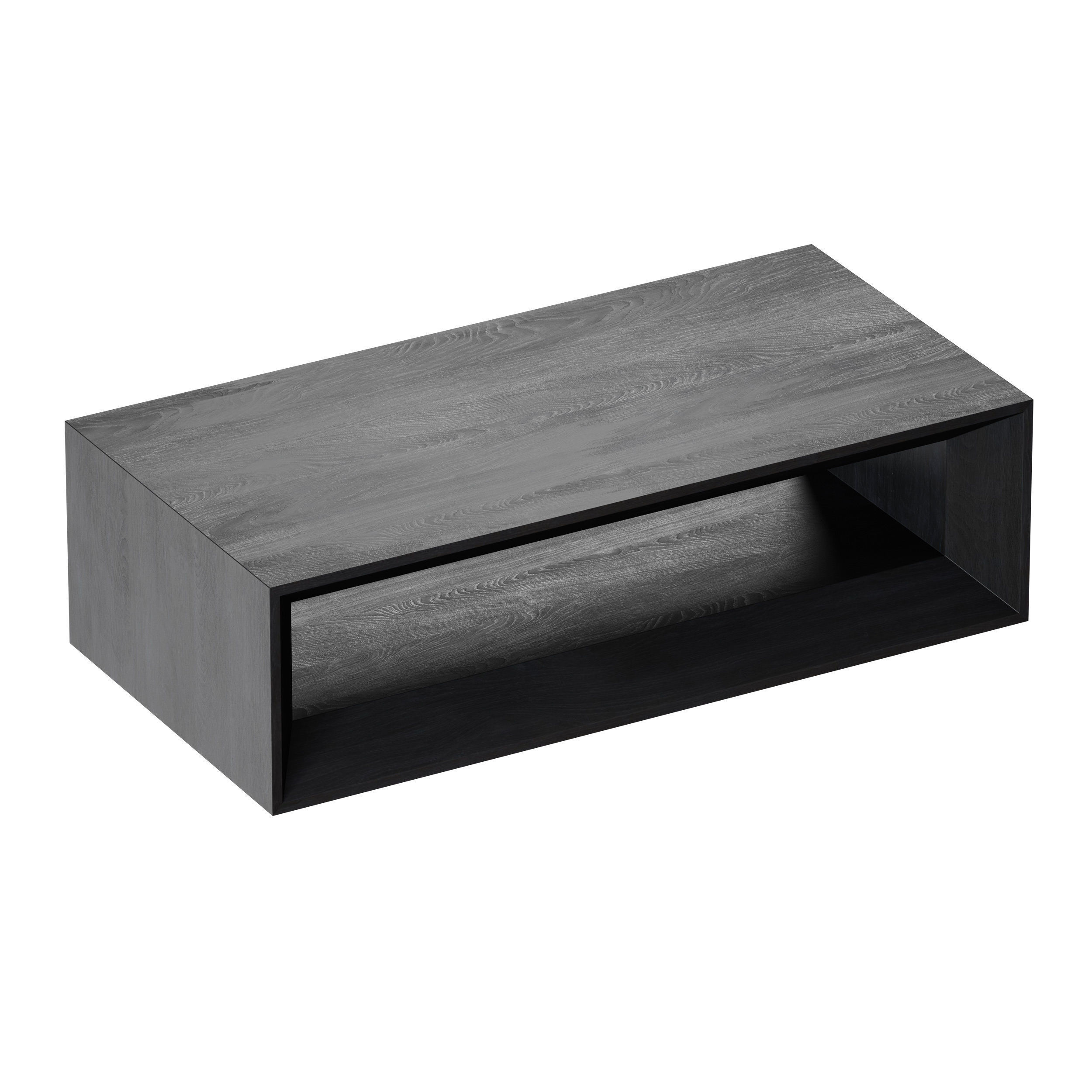 Vernon Rectangular Ebonized Pine Wood Coffee Table with Shelf 3D model_12