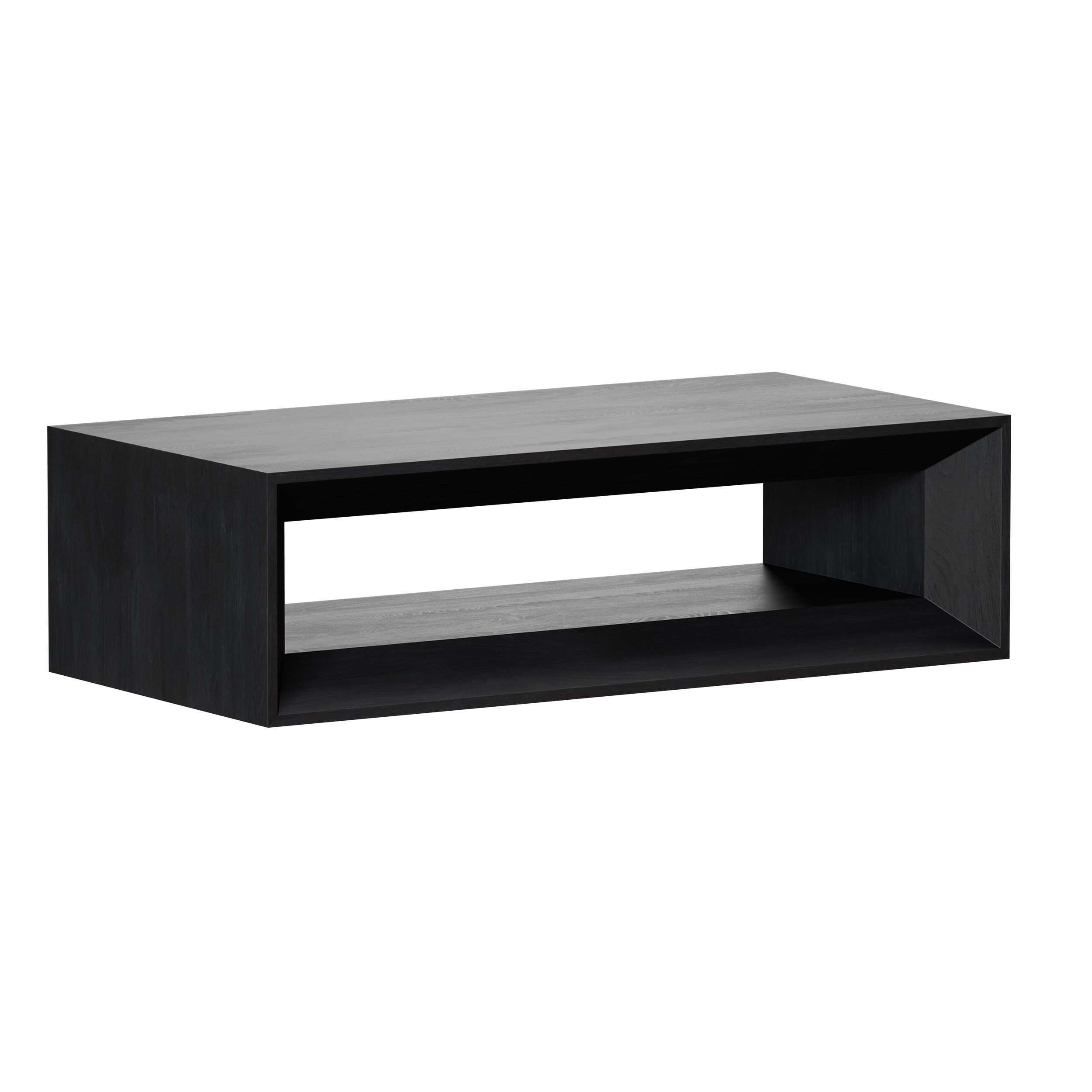 Vernon Rectangular Ebonized Pine Wood Coffee Table with Shelf 3D model_10