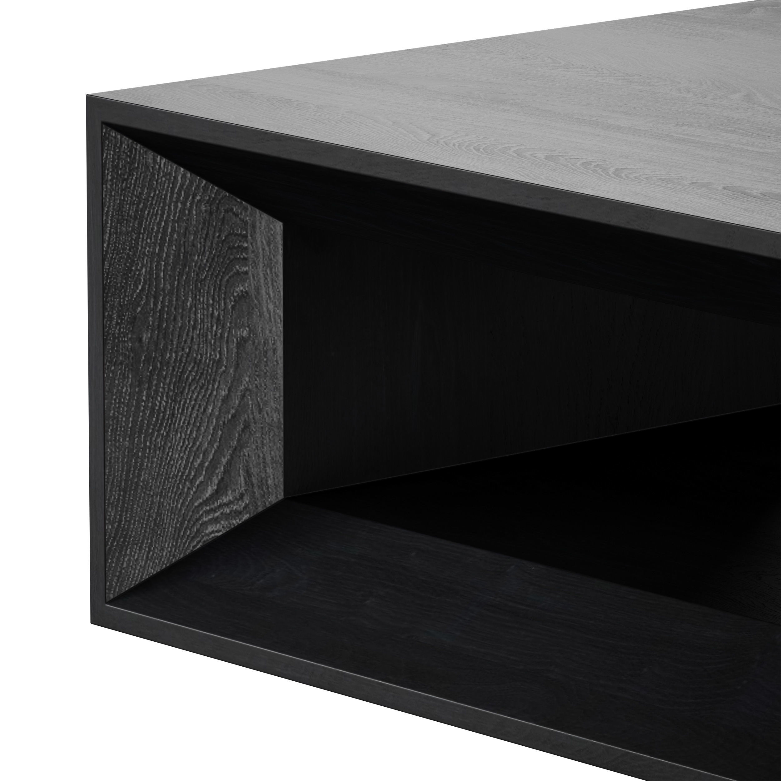 Vernon Rectangular Ebonized Pine Wood Coffee Table with Shelf 3D model_8