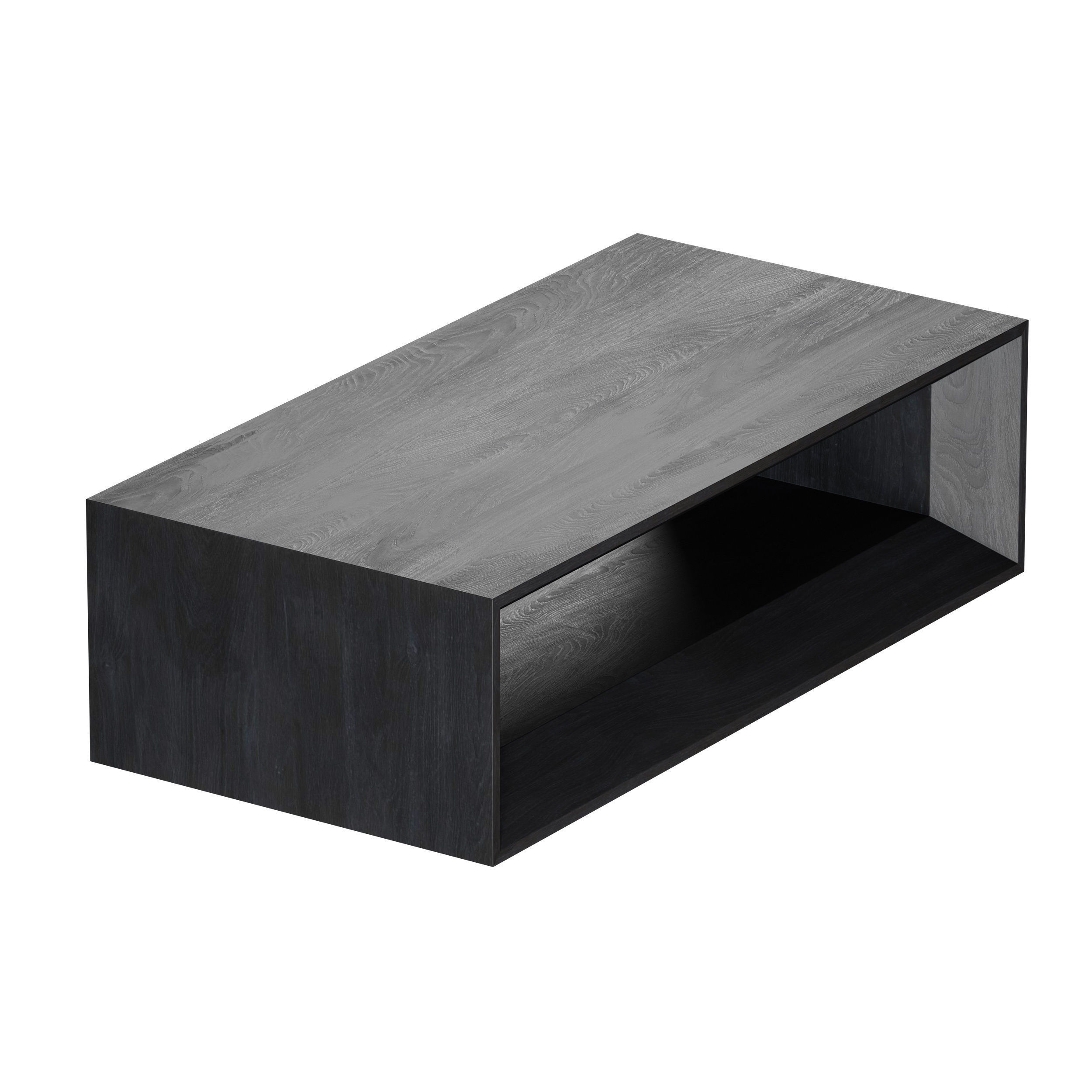 Vernon Rectangular Ebonized Pine Wood Coffee Table with Shelf 3D model_13