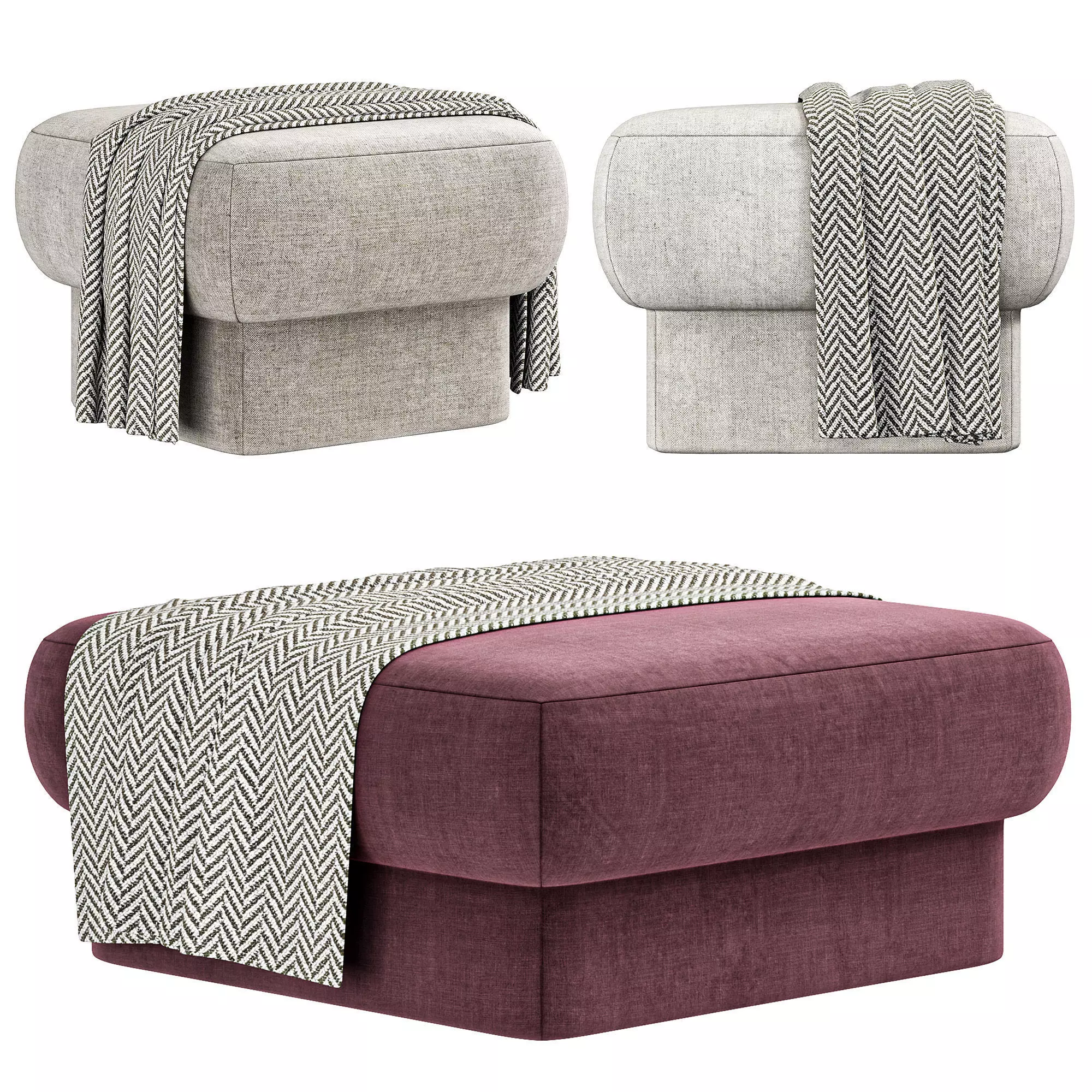 Kate Square Pouf by Domkapa 3D model