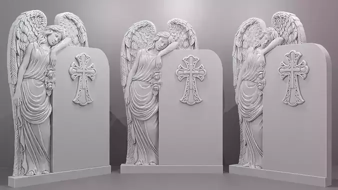 An angel with roses and a cross