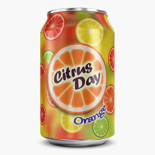 Citrus Day Orange Soda Can 330ml Simple M 1 3D model 2