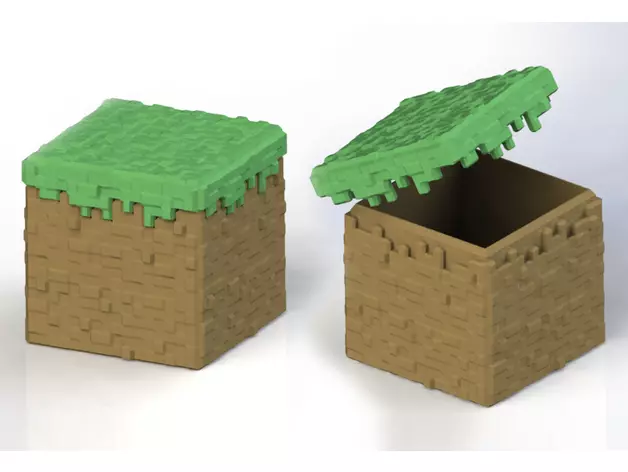 Minecraft Grass Block Container 3D print model_0