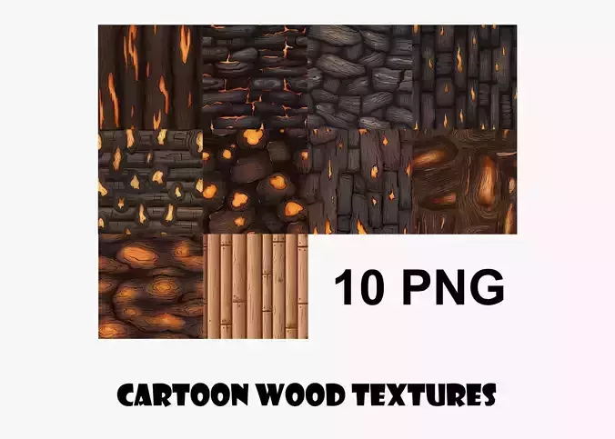 Cartoon Wood Textures Pack 01 - 10x PNG 