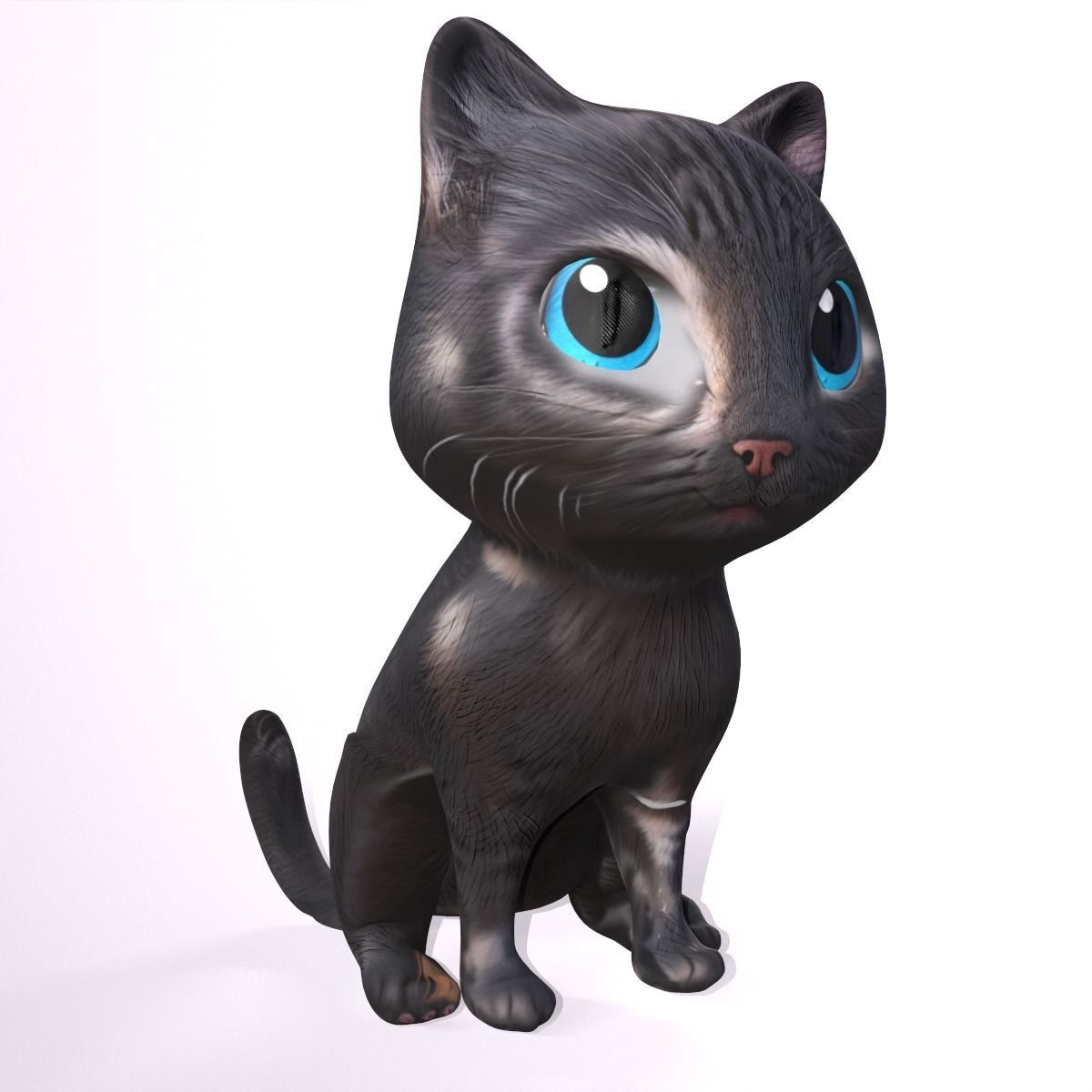 Cat Cartoon Animated and Rigged Low-poly 3D model_13