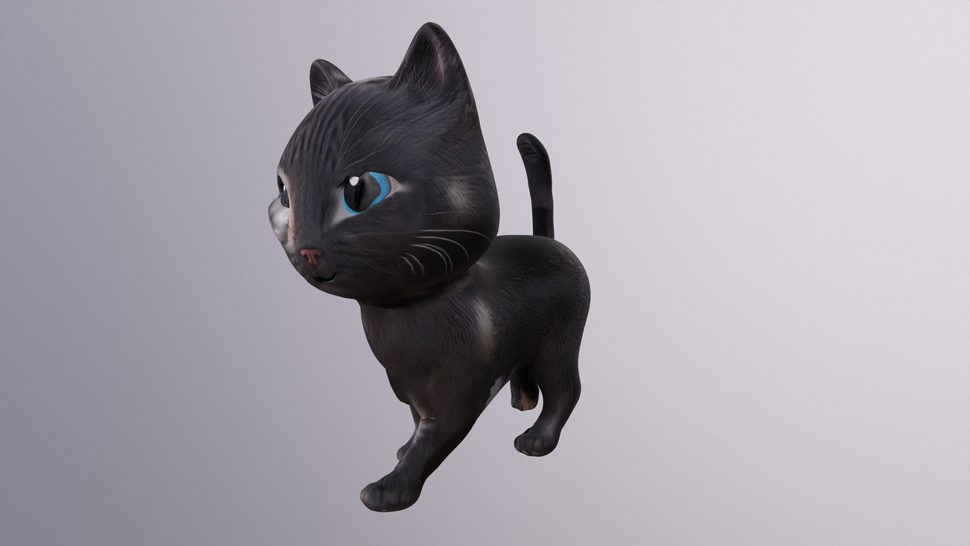 Cat Cartoon Animated and Rigged Low-poly 3D model_9