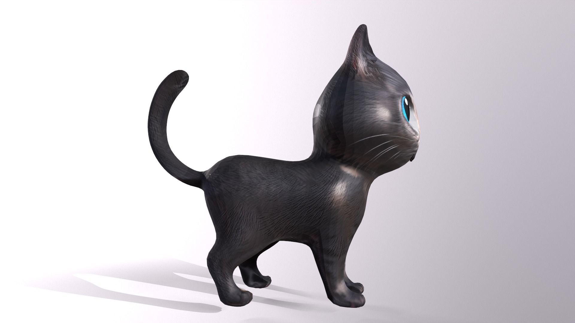 Cat Cartoon Animated and Rigged Low-poly 3D model_4