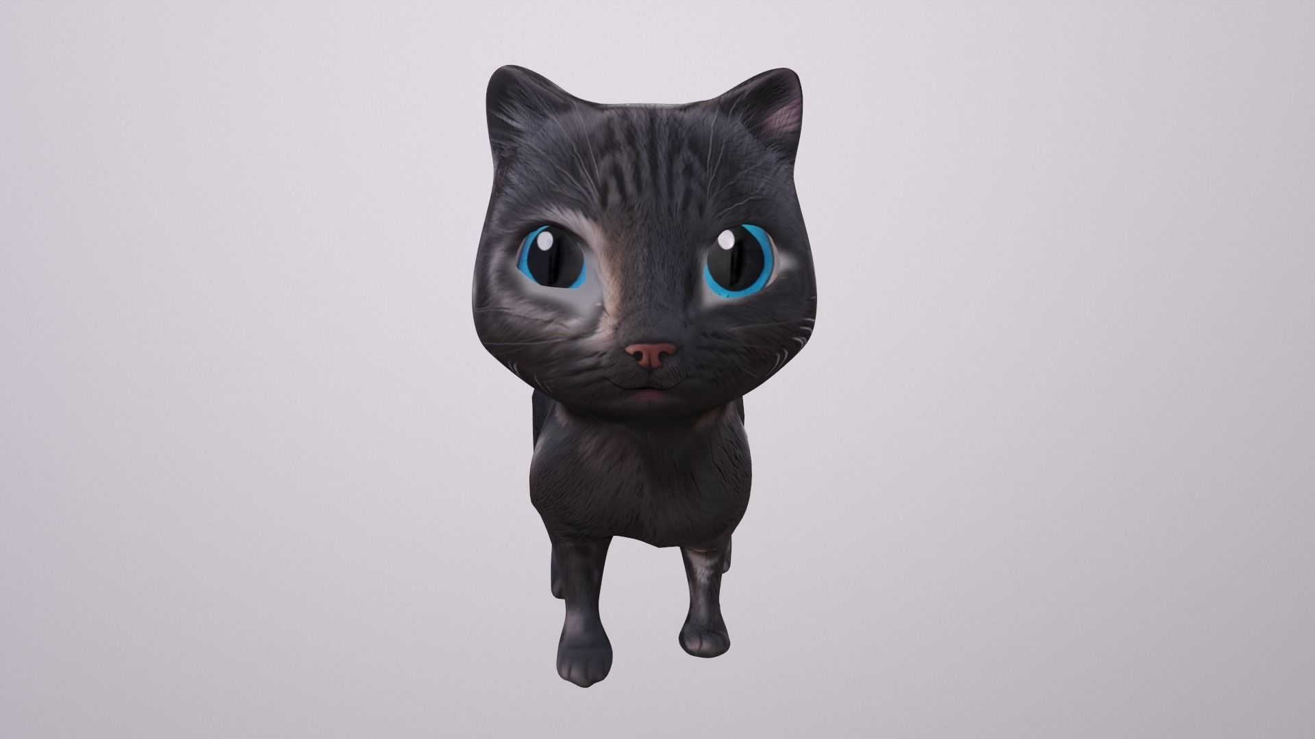 Cat Cartoon Animated and Rigged Low-poly 3D model_8