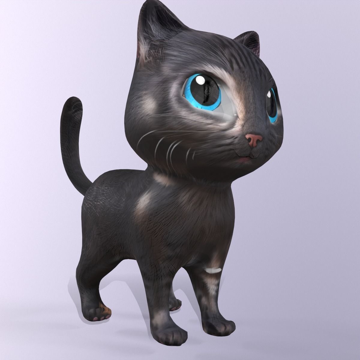 Cat Cartoon Animated and Rigged Low-poly 3D model_3