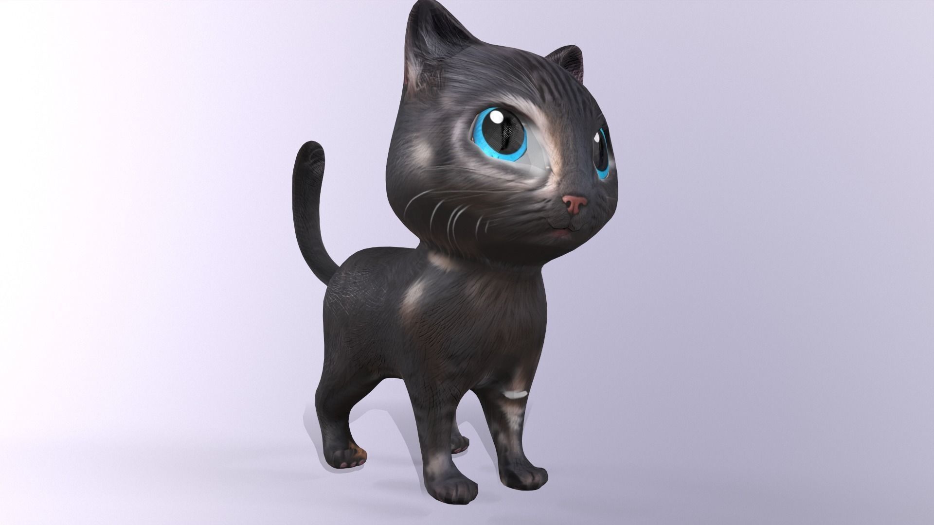 Cat Cartoon Animated and Rigged Low-poly 3D model_14