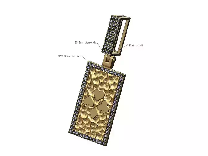 Playing cards hammered diamond pendant