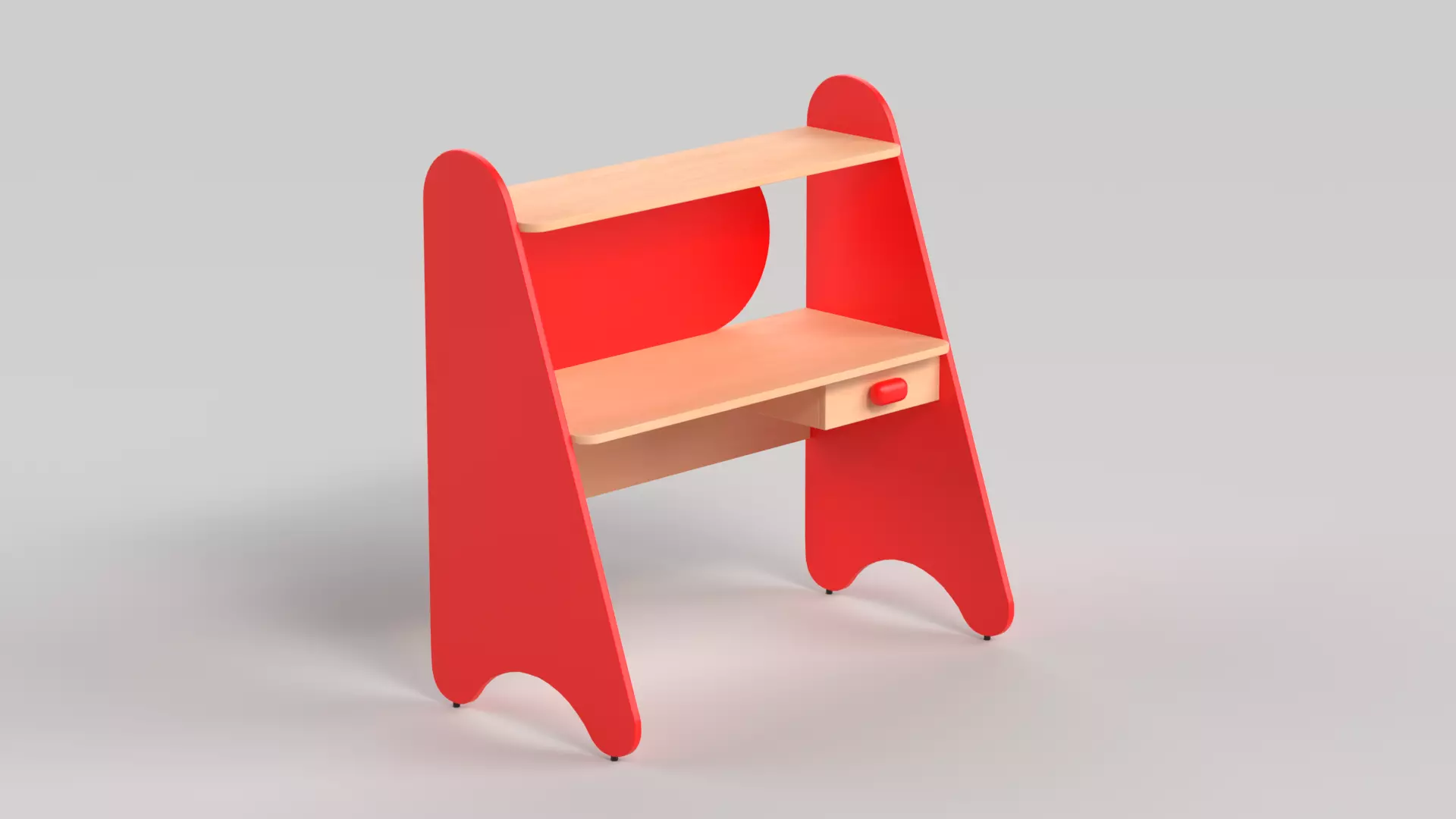 Table 13 Study Table for Kids with Storage Low-poly 3D model_0