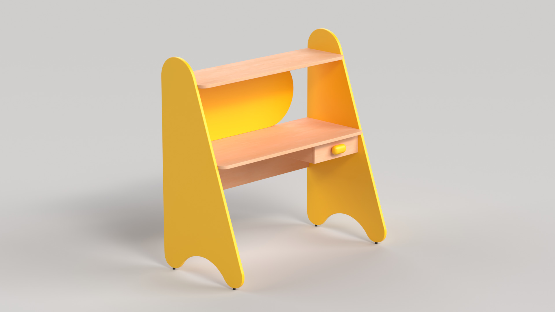 Table 13 Study Table for Kids with Storage Low-poly 3D model_5