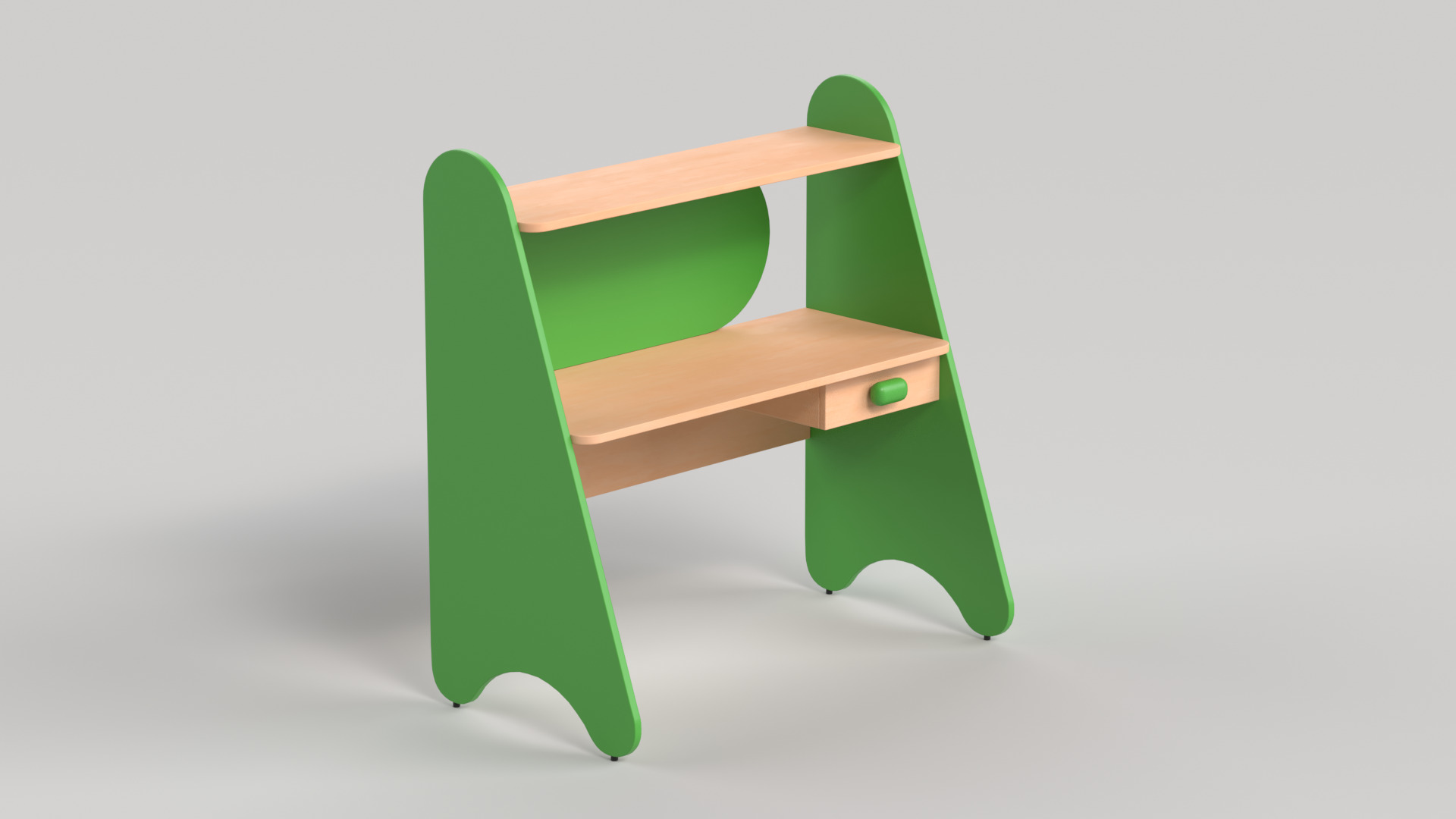 Table 13 Study Table for Kids with Storage Low-poly 3D model_2