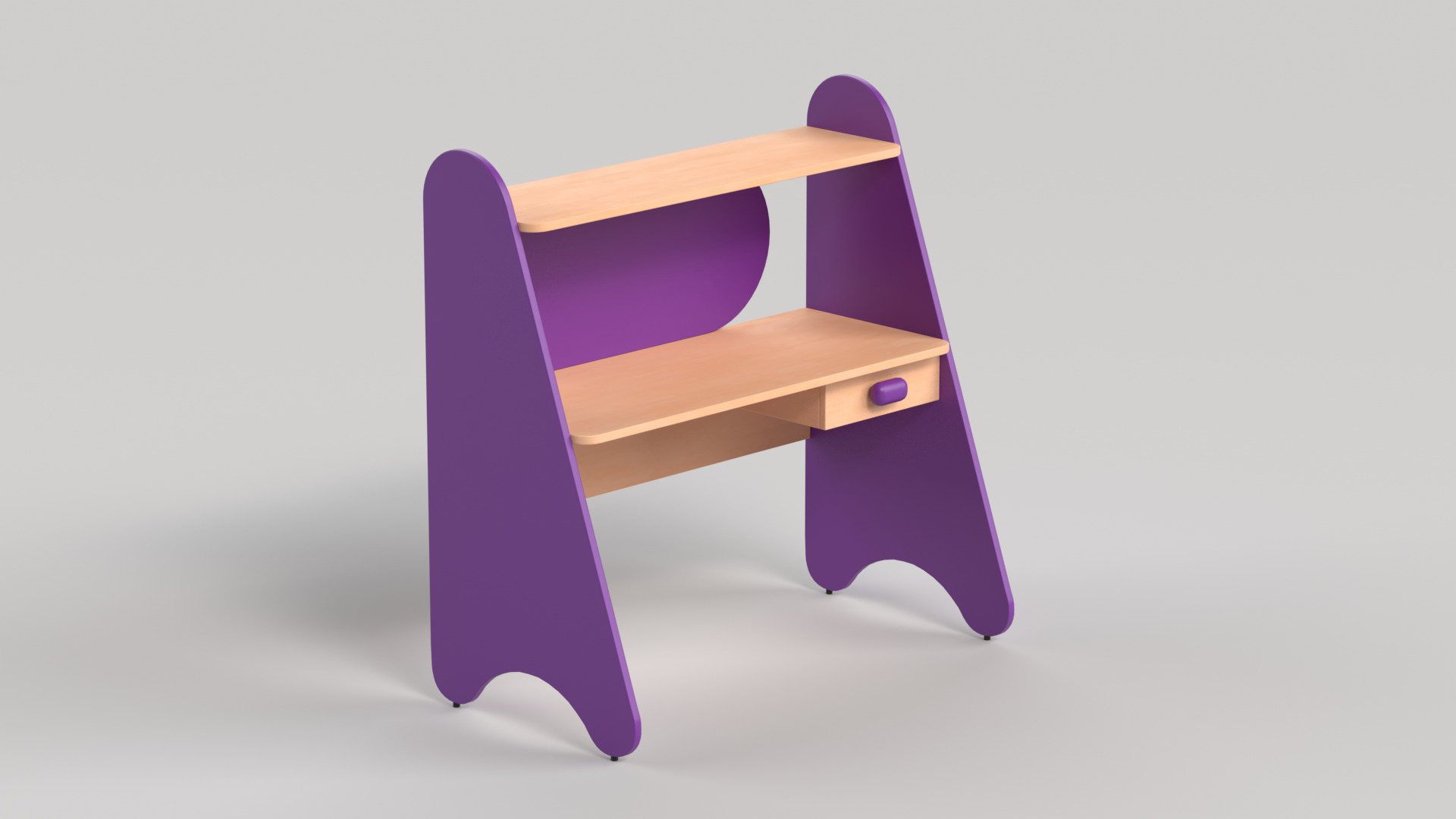 Table 13 Study Table for Kids with Storage Low-poly 3D model_4