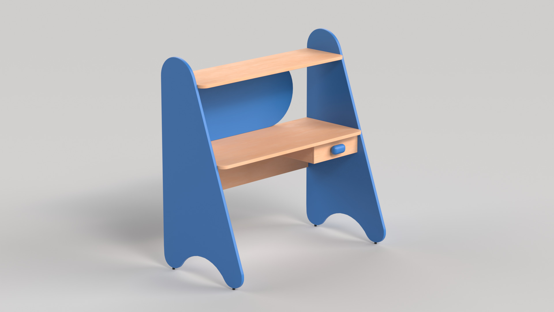 Table 13 Study Table for Kids with Storage Low-poly 3D model_1