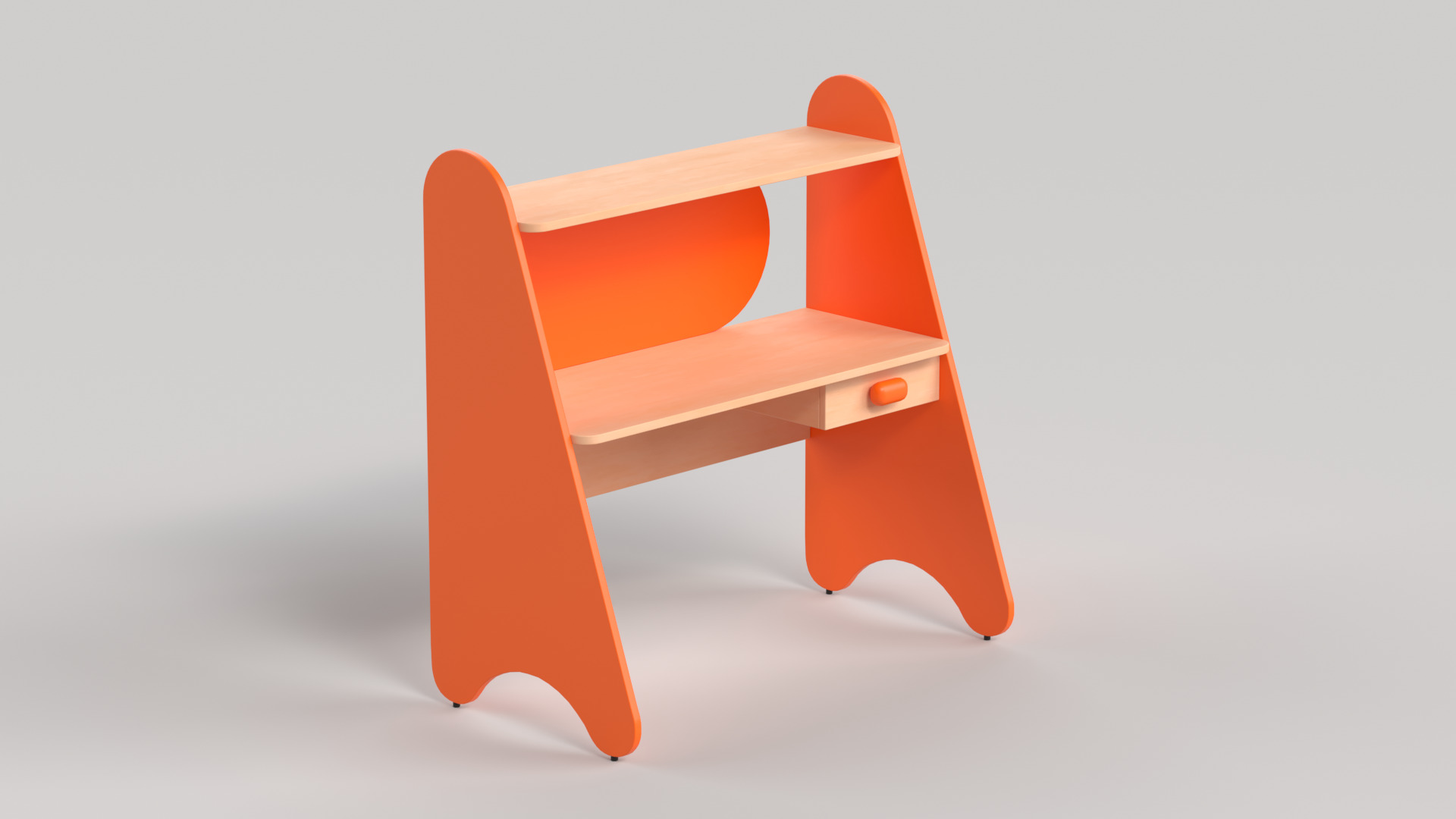 Table 13 Study Table for Kids with Storage Low-poly 3D model_3