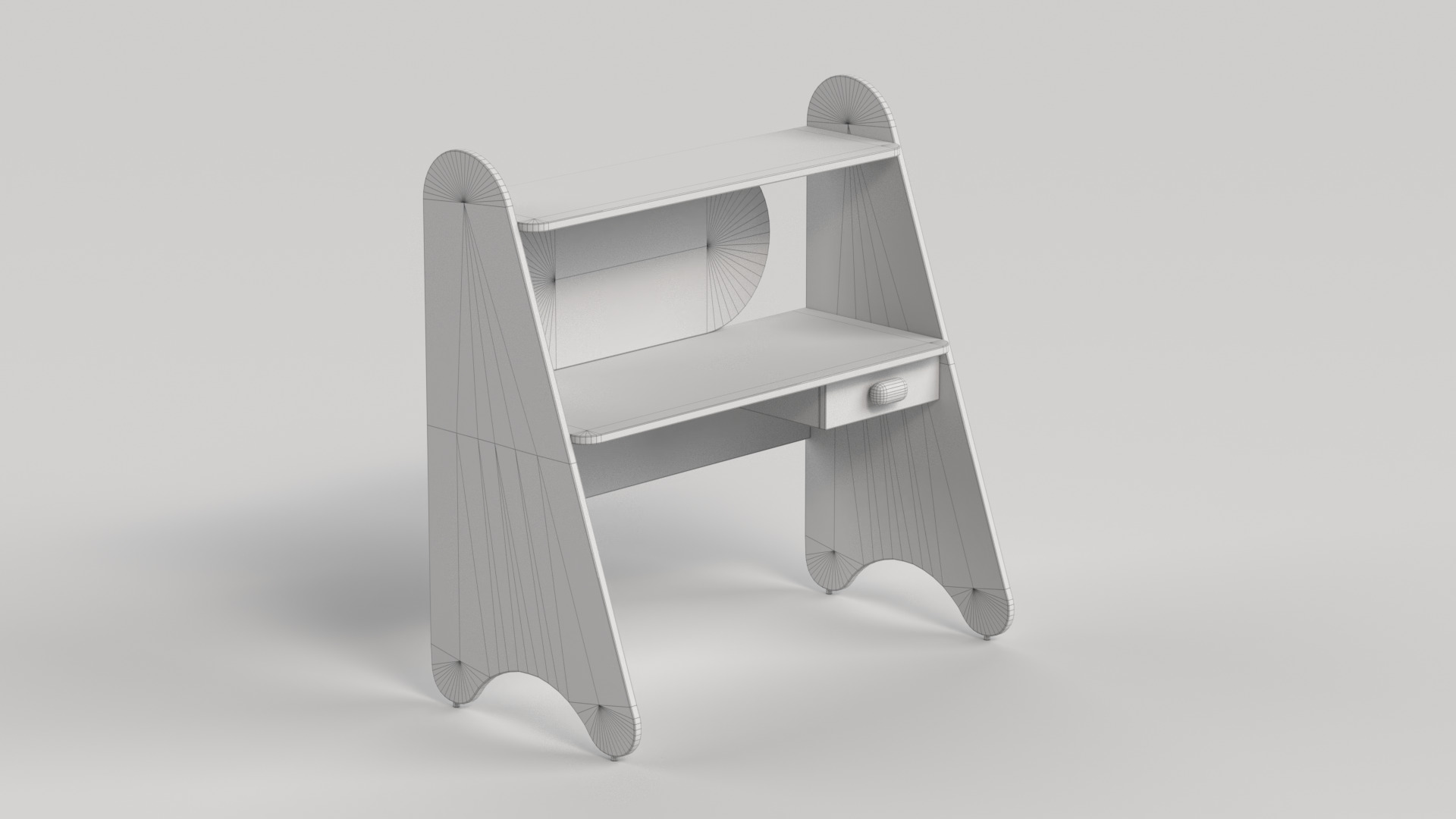Table 13 Study Table for Kids with Storage Low-poly 3D model_7
