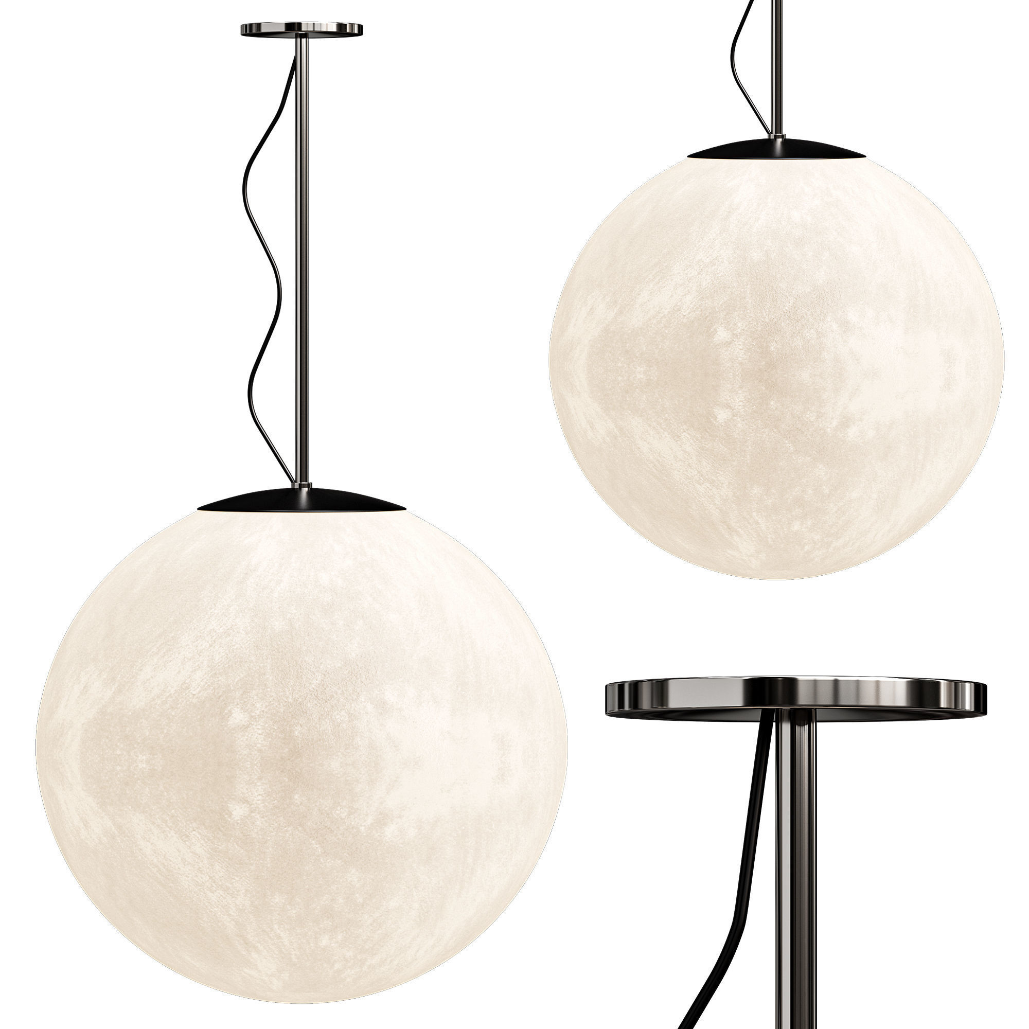 Scandinavian Style Moon Printed Pendant Lights 3D model_4
