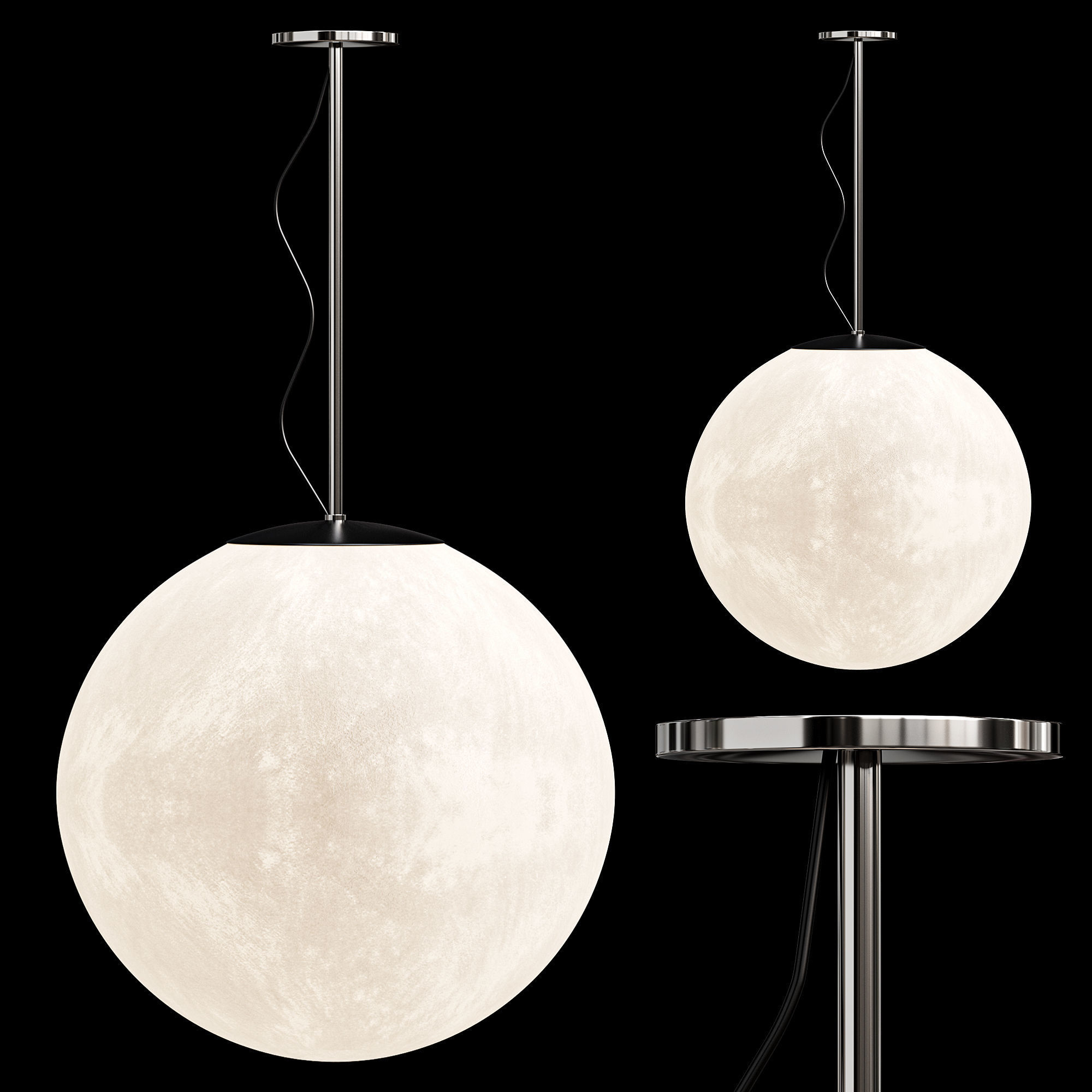 Scandinavian Style Moon Printed Pendant Lights 3D model_3