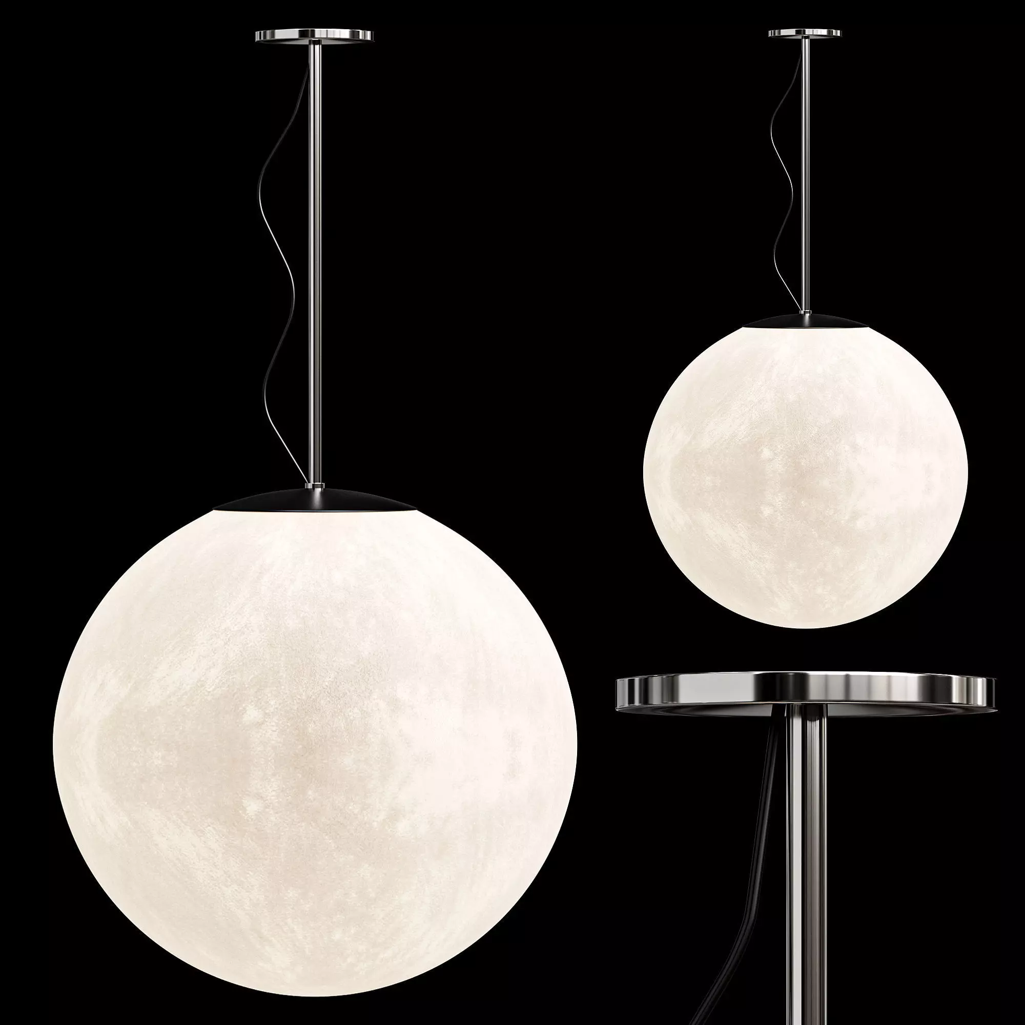 Scandinavian Style Moon Printed Pendant Lights 3D model_0