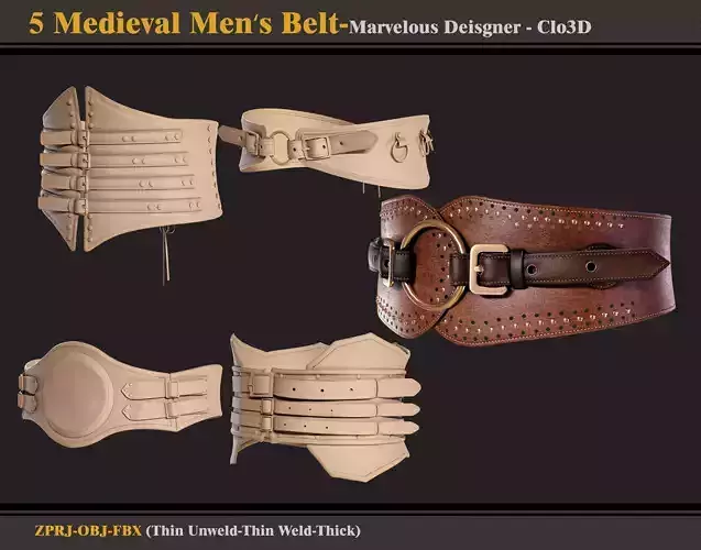5 Medieval Men Belt-MD-Clo3D-ZPRJ - FBX - OBJ