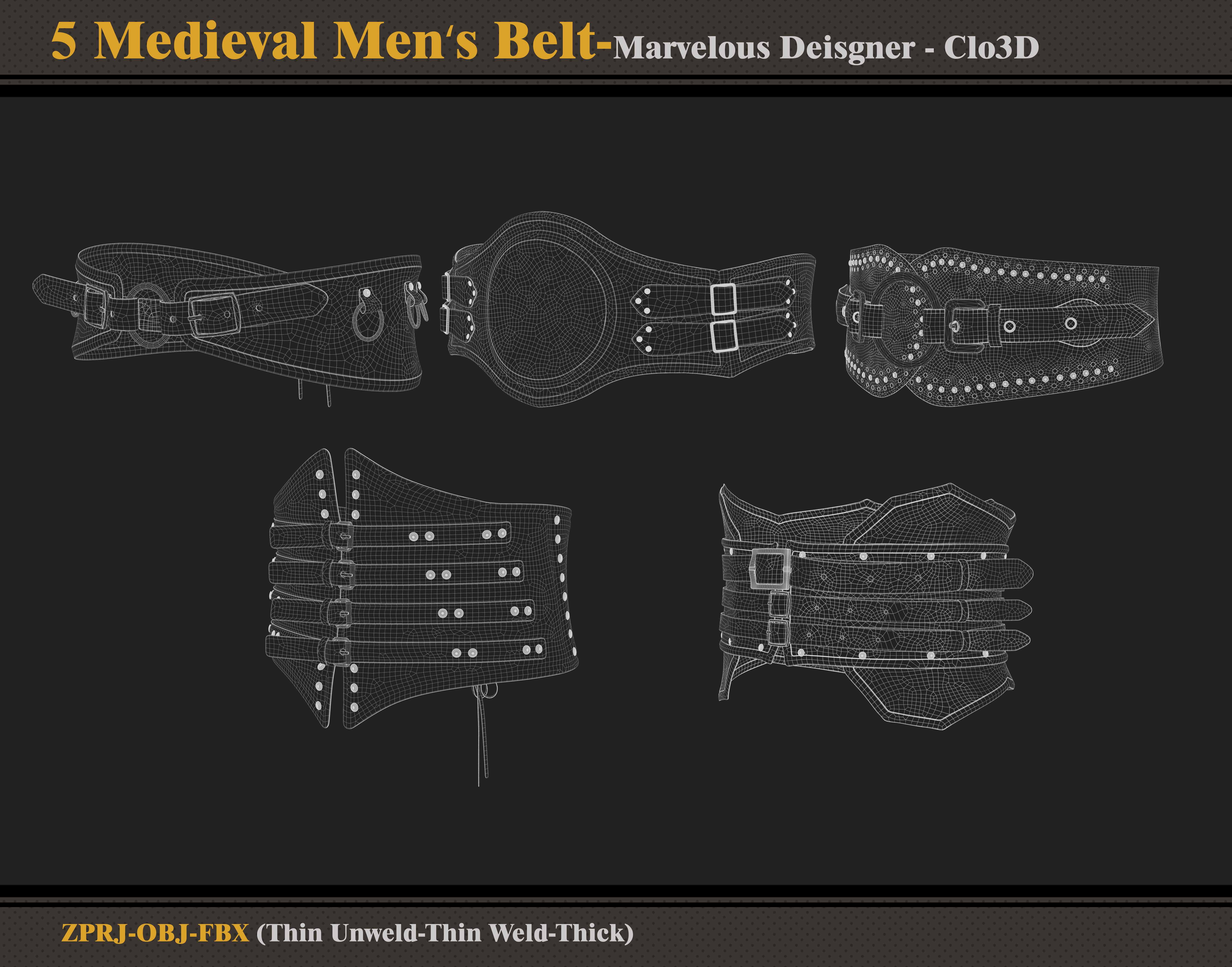 5 Medieval Men Belt-MD-Clo3D-ZPRJ - FBX - OBJ 3D model_6