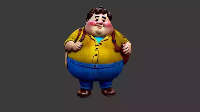 Fat Cartoon Man  Low-poly 3D model