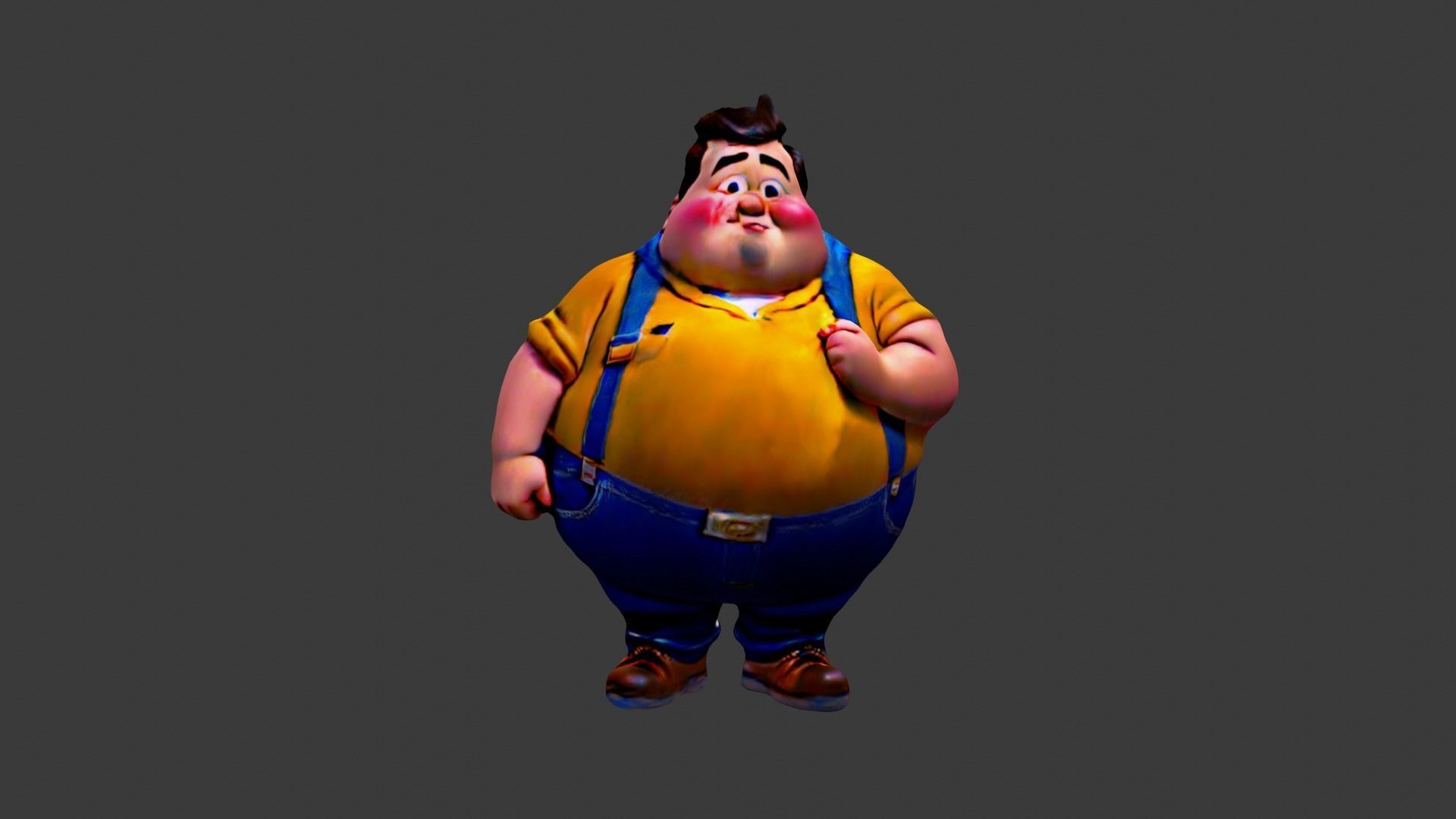 Fat Cartoon Man  Low-poly 3D model_3