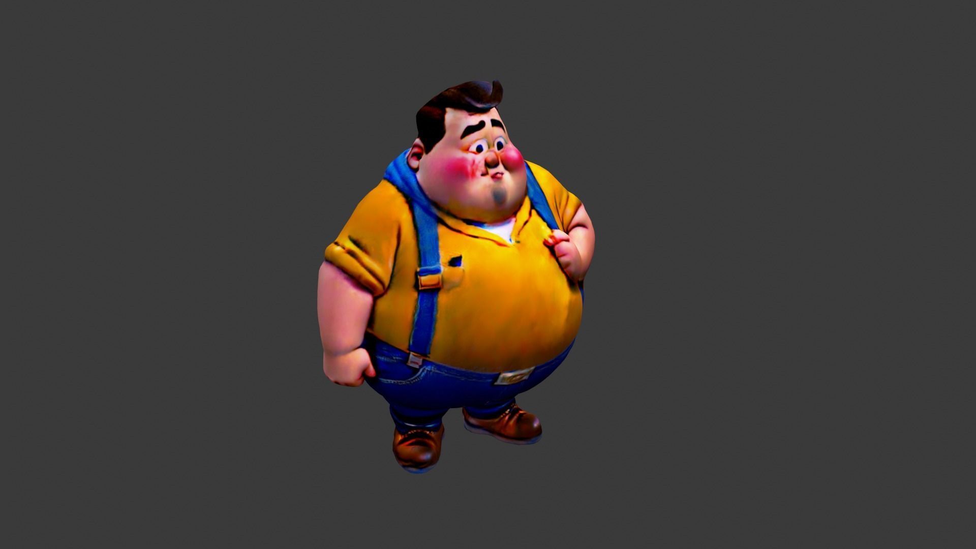 Fat Cartoon Man  Low-poly 3D model_5