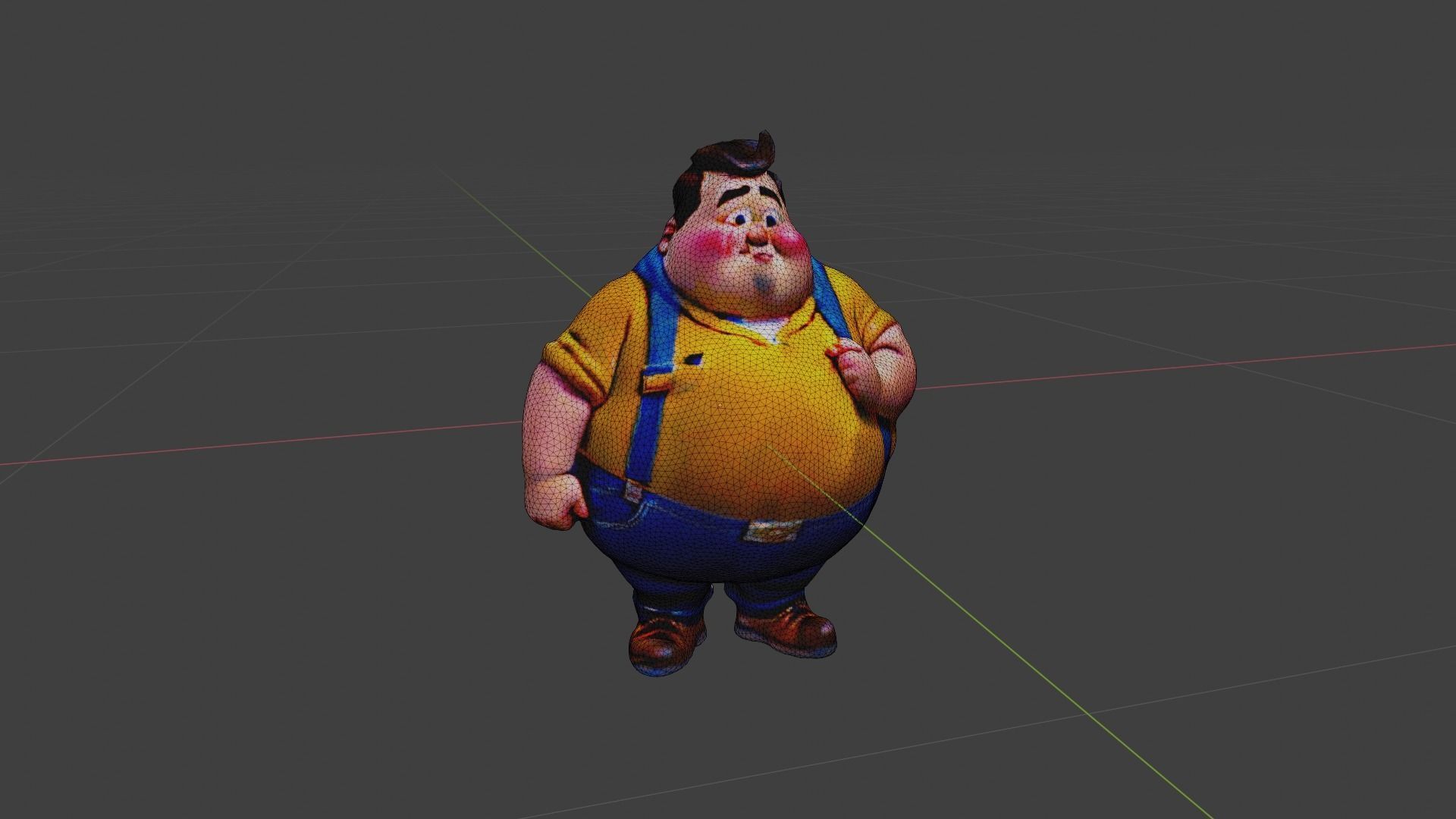 Fat Cartoon Man  Low-poly 3D model_6